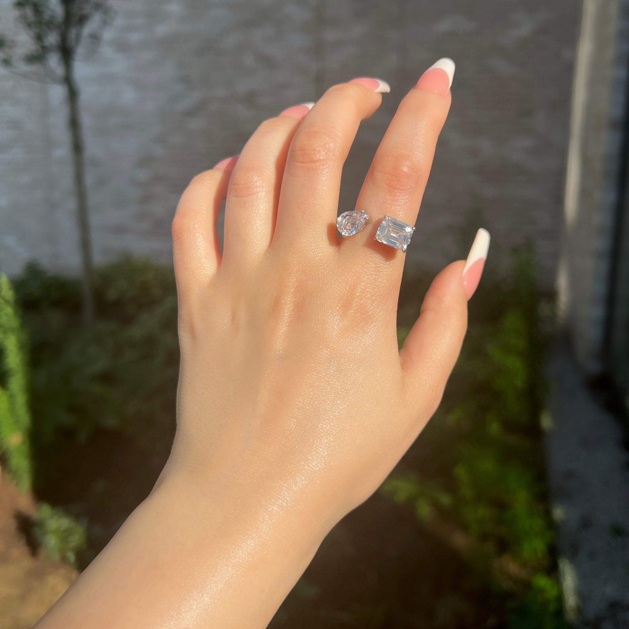 Kylie Resizable Two Stone Sterling Silver Ring
