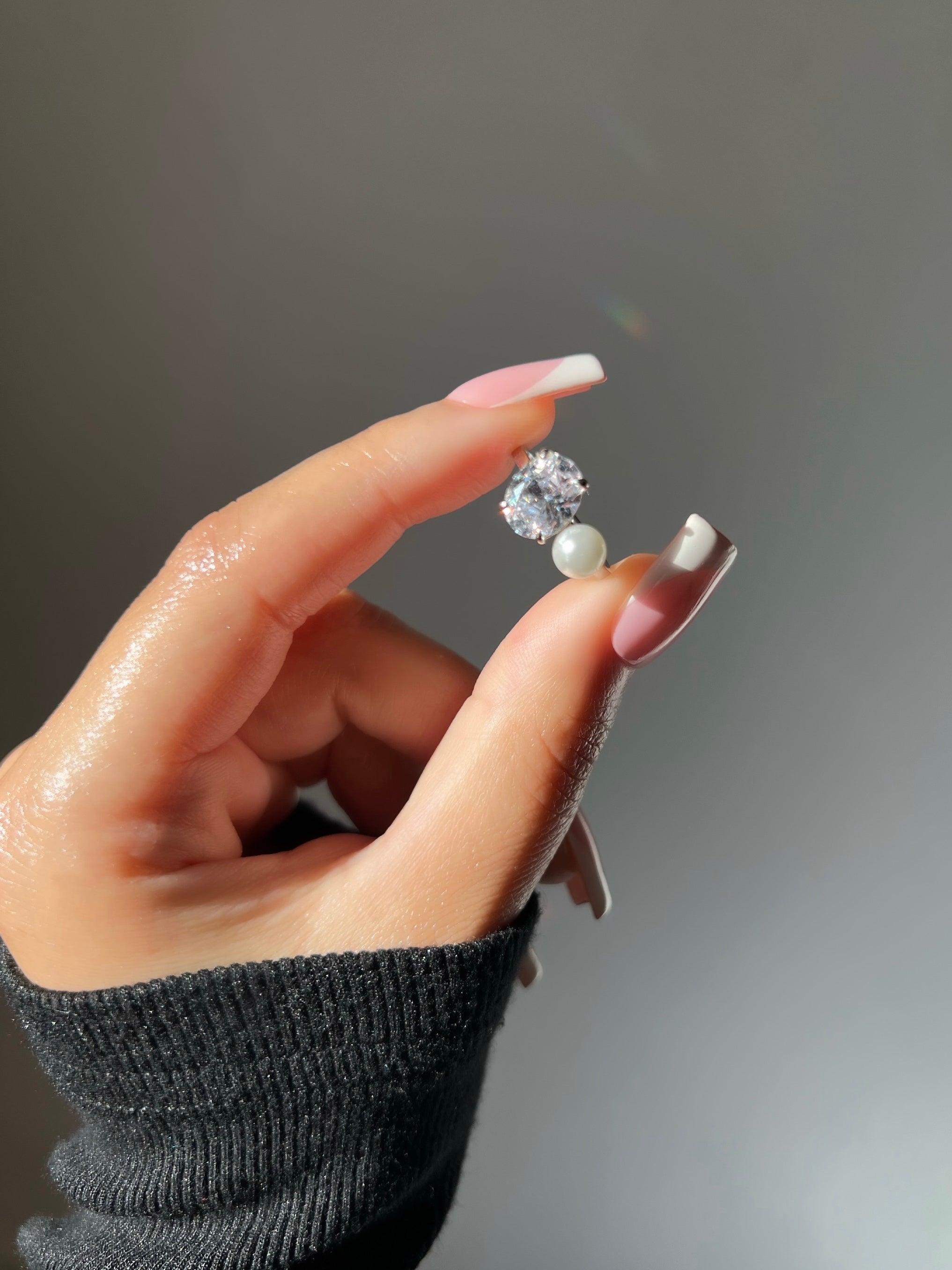 Doux Pearl Toi Et Moi Sterling Silver Ring