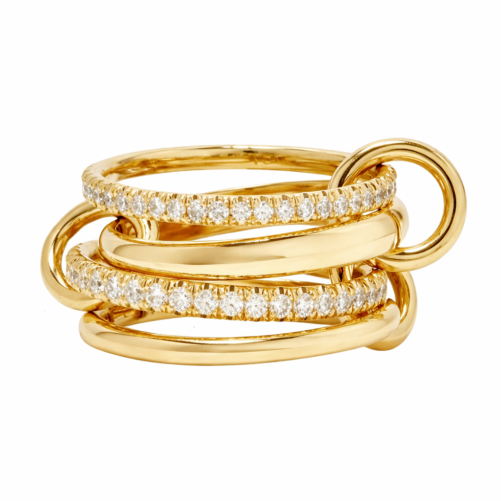 Enaya Sterling Silver Quadruple Band Ring- Gold (Pre-Order)