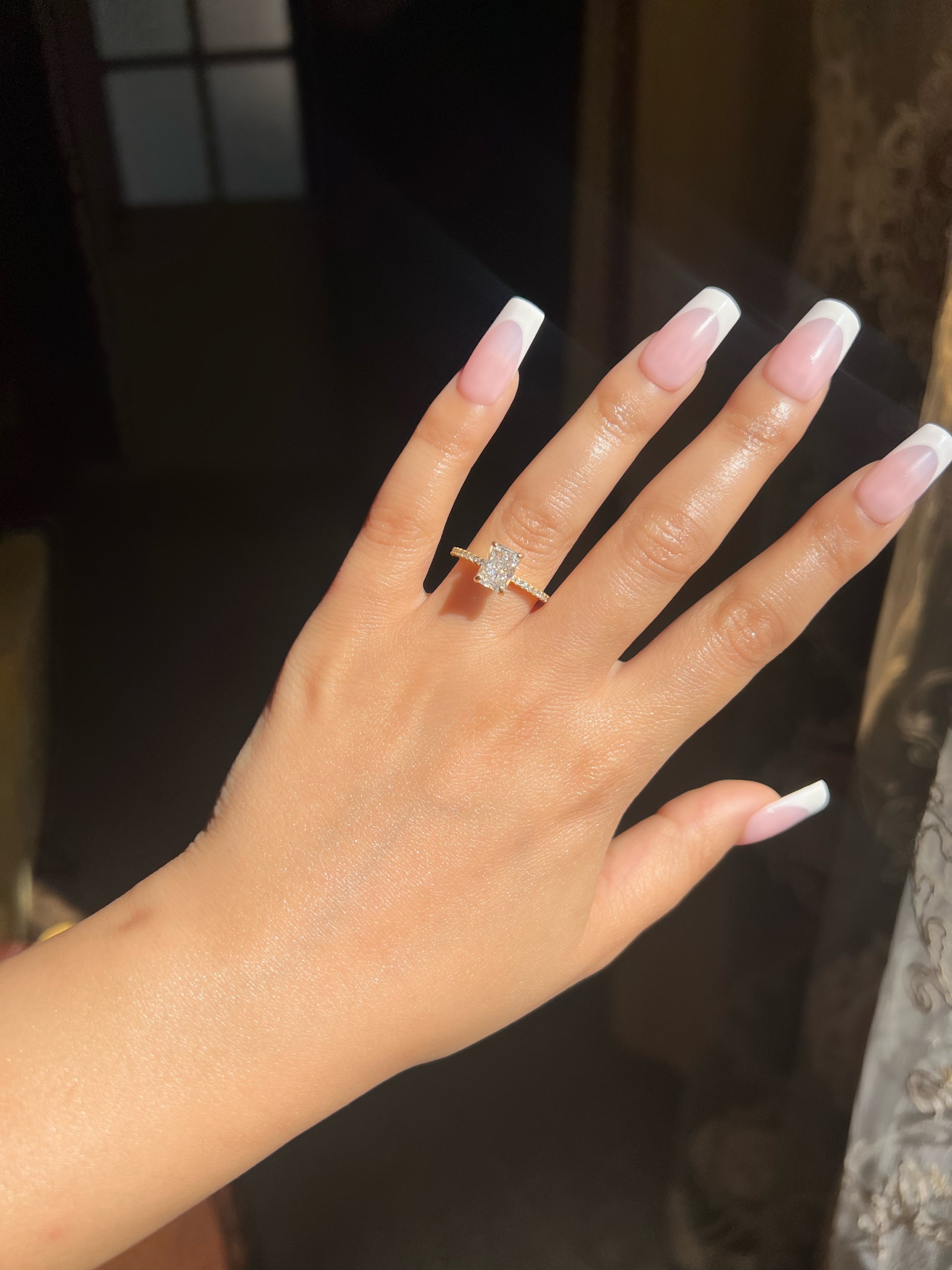 Mini Cecilia Radiant Cut Sterling Silver Ring- Gold (Pre-Order)