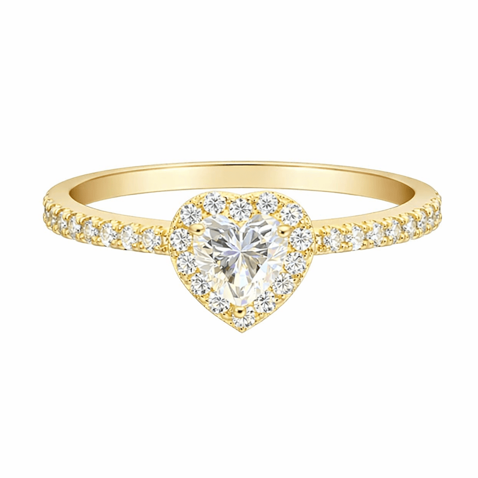 Mini Elina Heart Sterling Silver Halo Ring- Gold