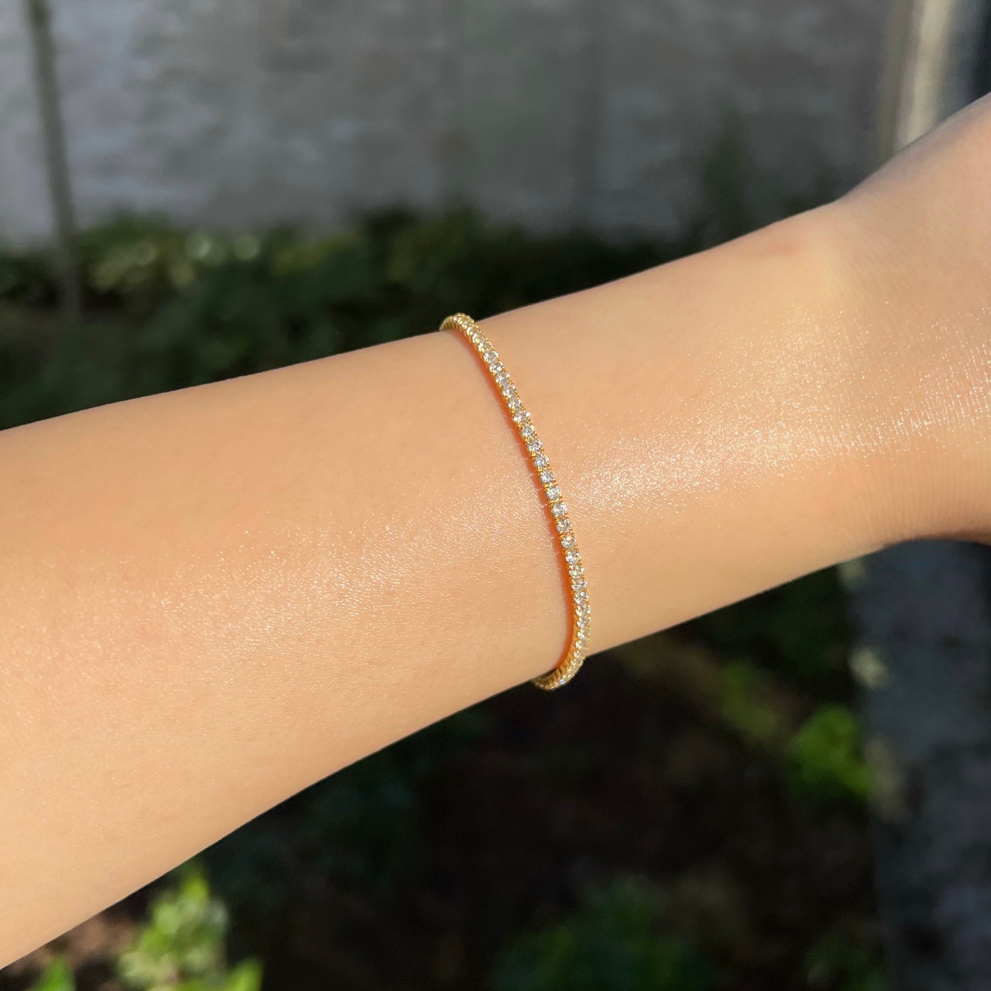 Ira 2mm Sterling Silver Tennis Bracelet- Gold