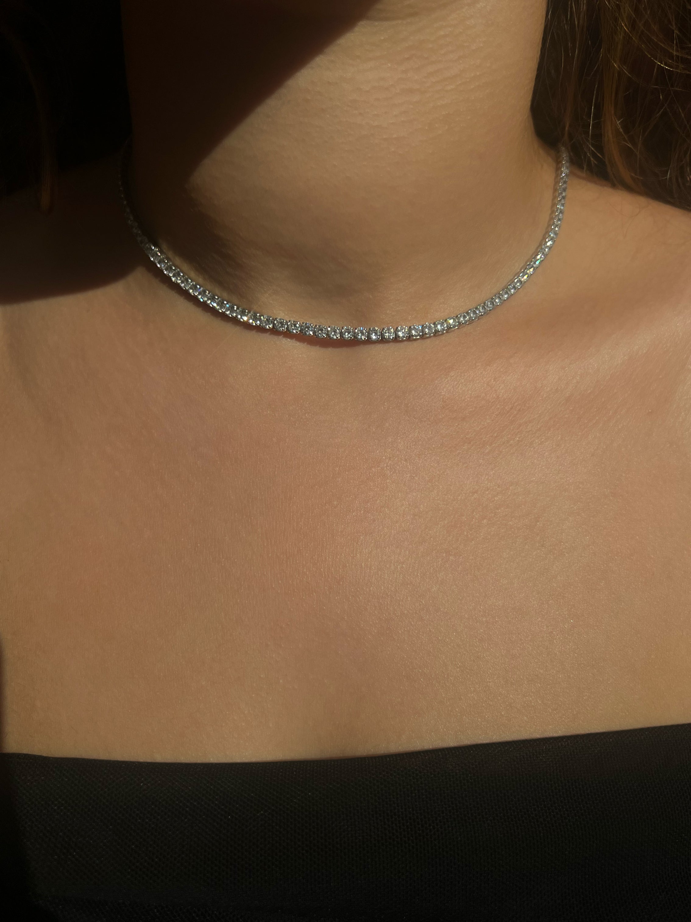 Dilara Sterling Silver Tennis Necklace- 3mm