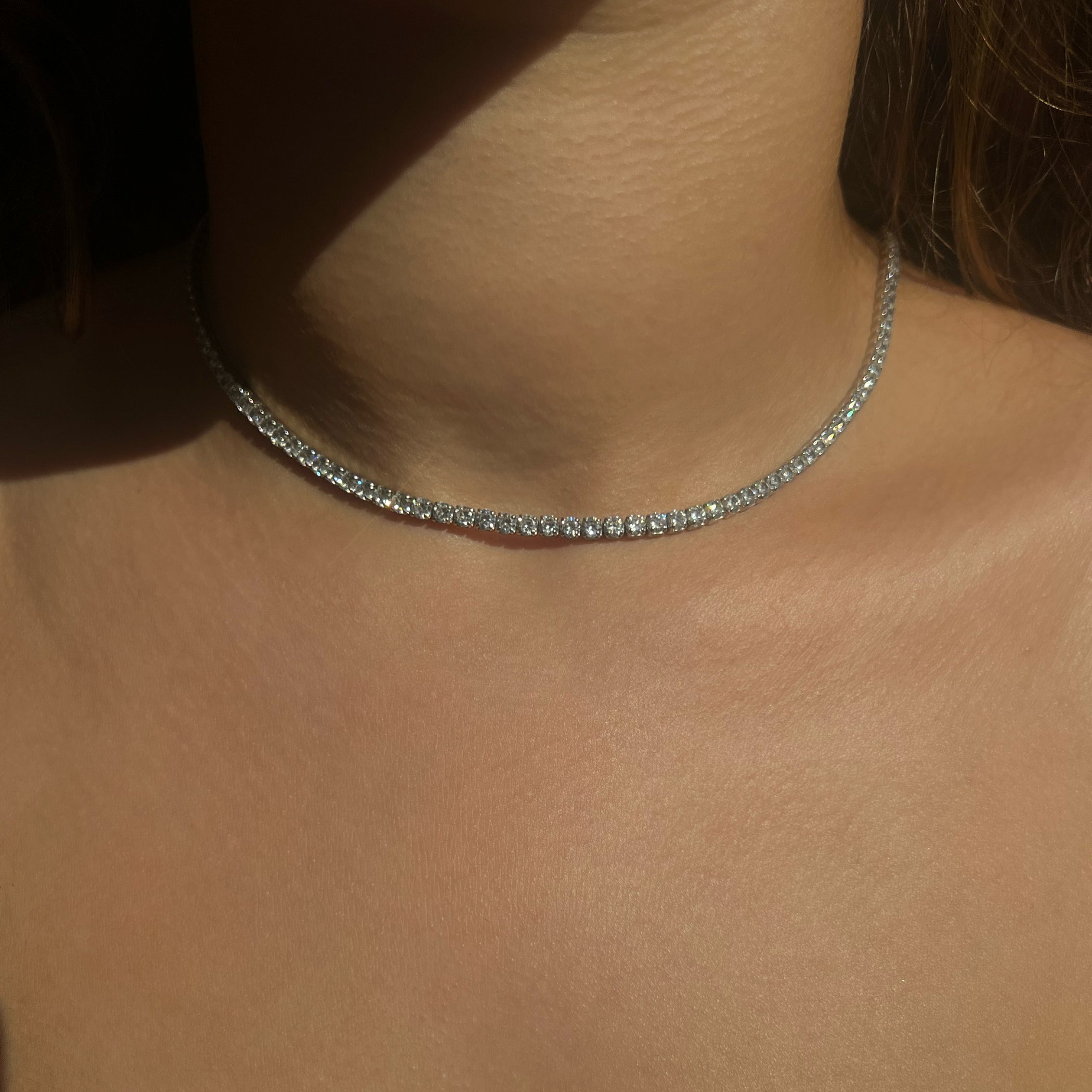Dilara Sterling Silver Tennis Necklace- 3mm