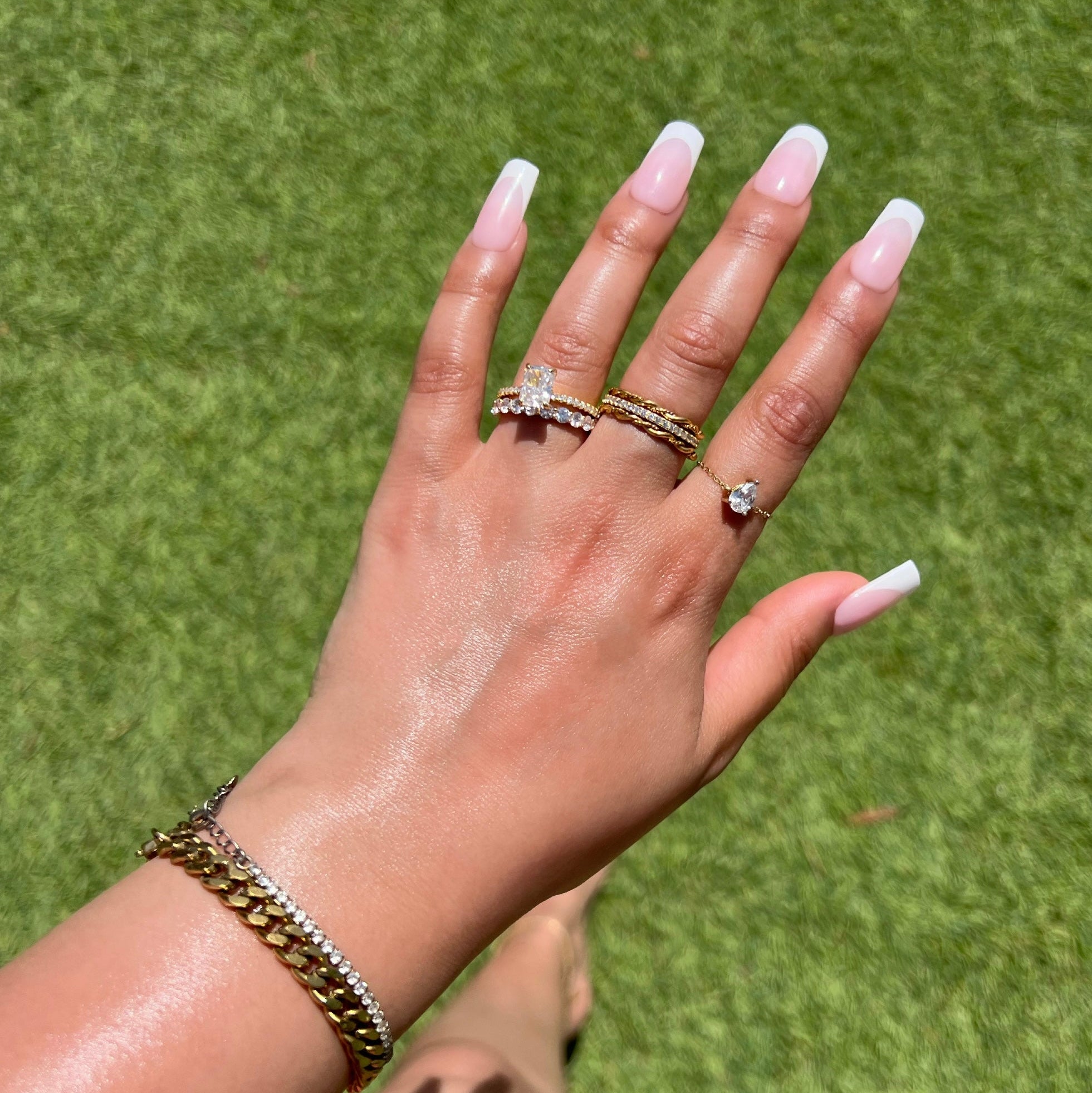 Mini Cecilia Radiant Cut Sterling Silver Ring- Gold (Pre-Order)