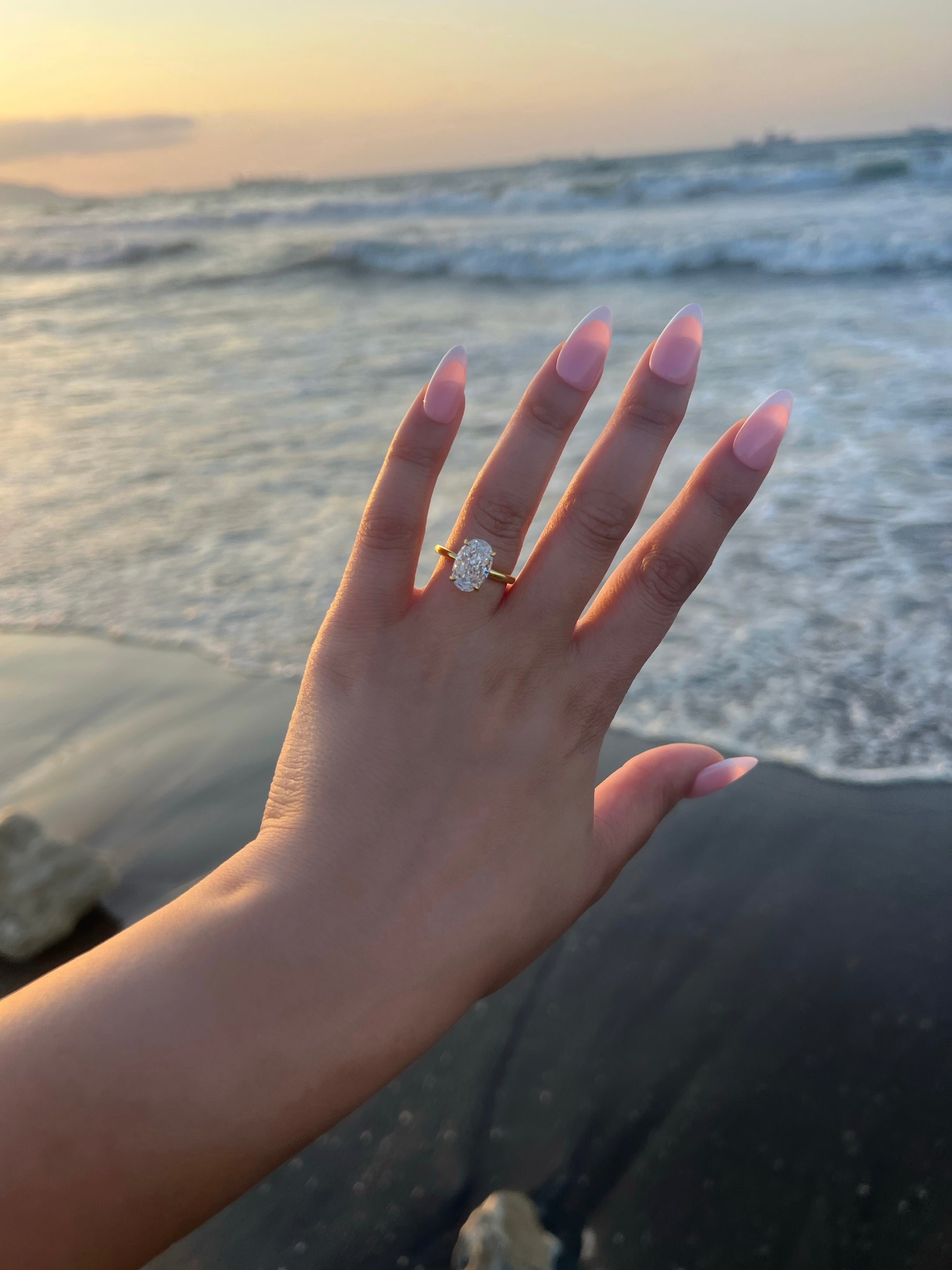 Diana Oval Cut Solitaire Sterling Silver Ring- Gold