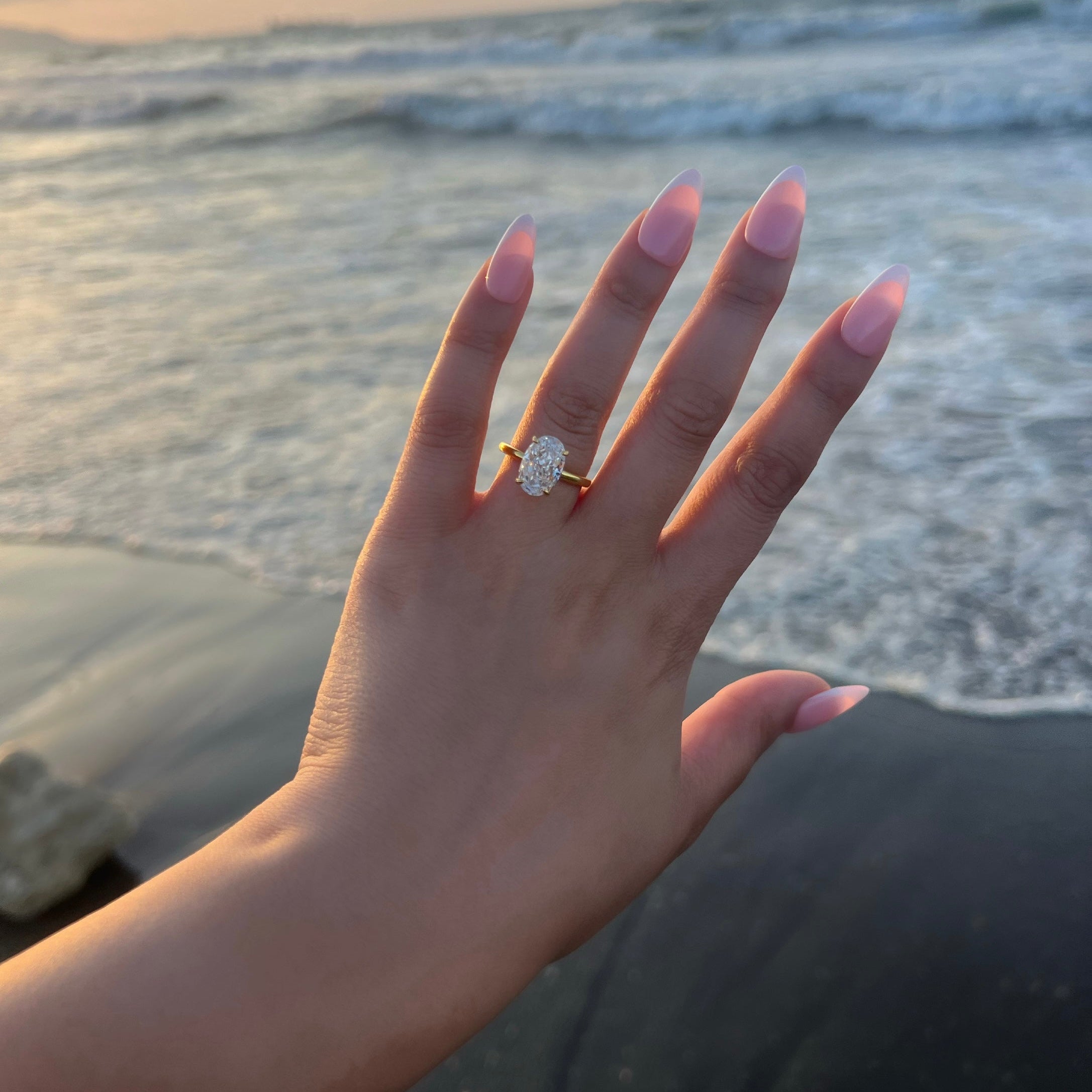 Diana Oval Cut Solitaire Sterling Silver Ring- Gold