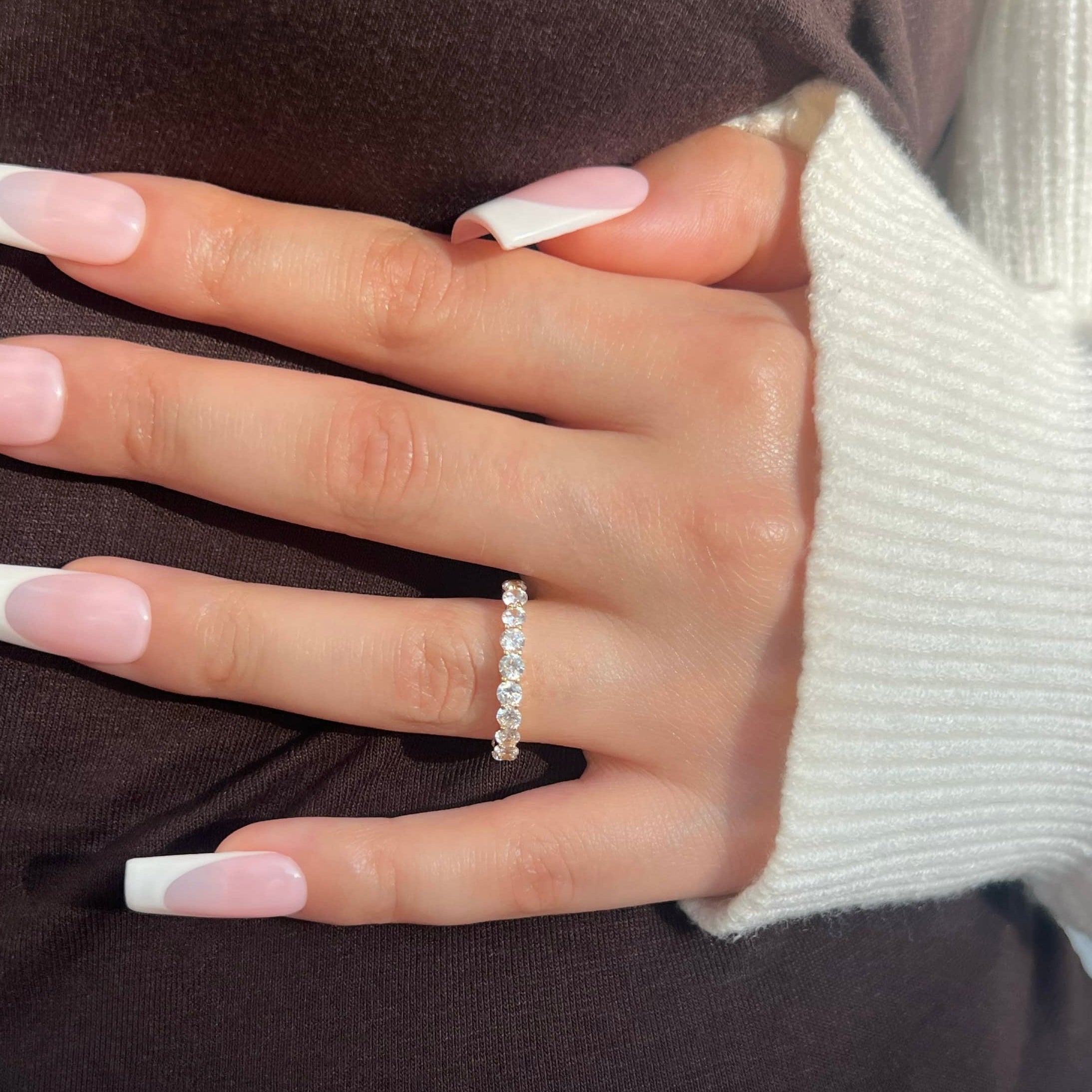 Eva Round Cut Eternity Band Sterling Silver Ring- Gold