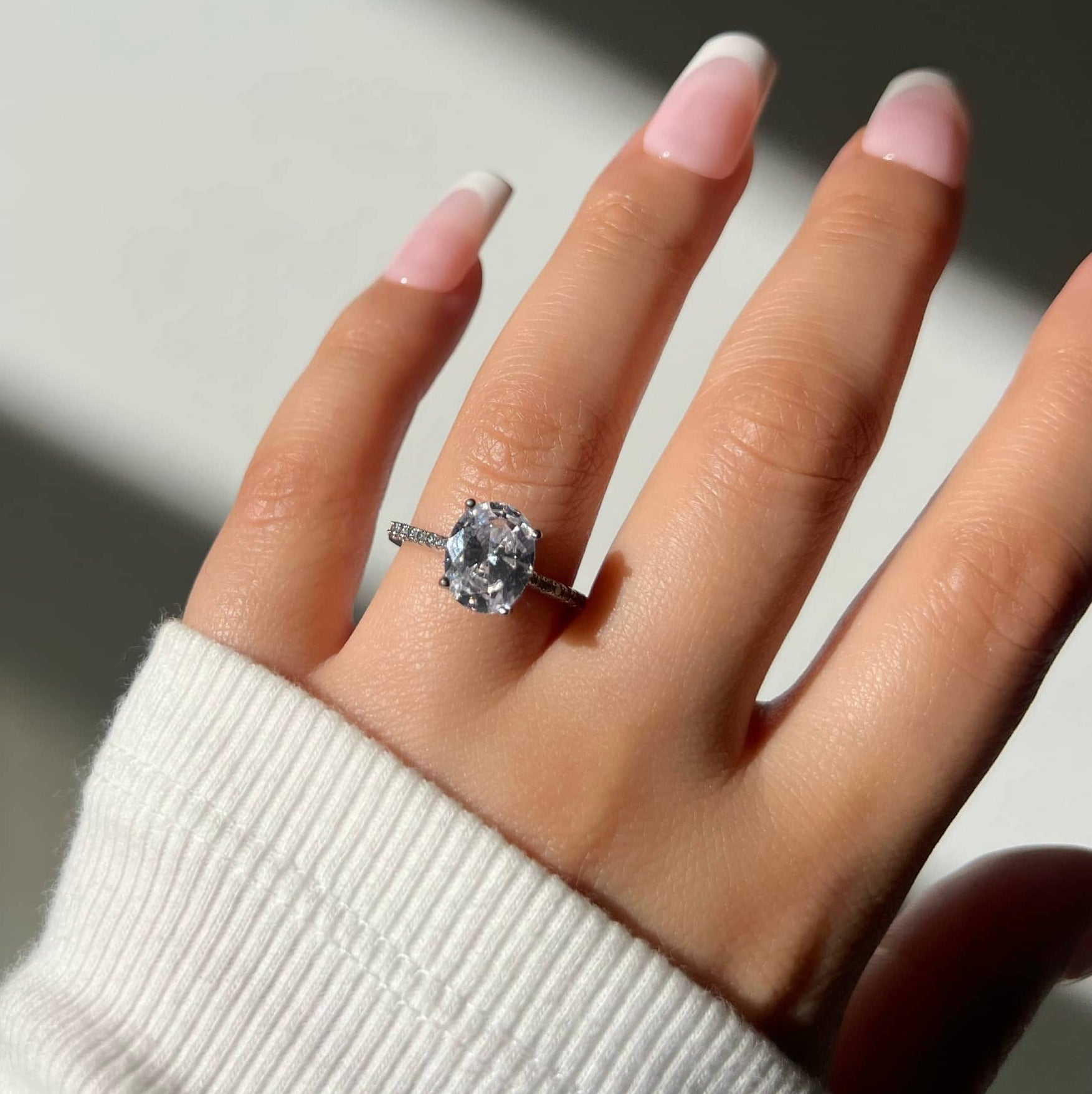 Anastasia Oval Cut Sterling Silver Ring- Silver