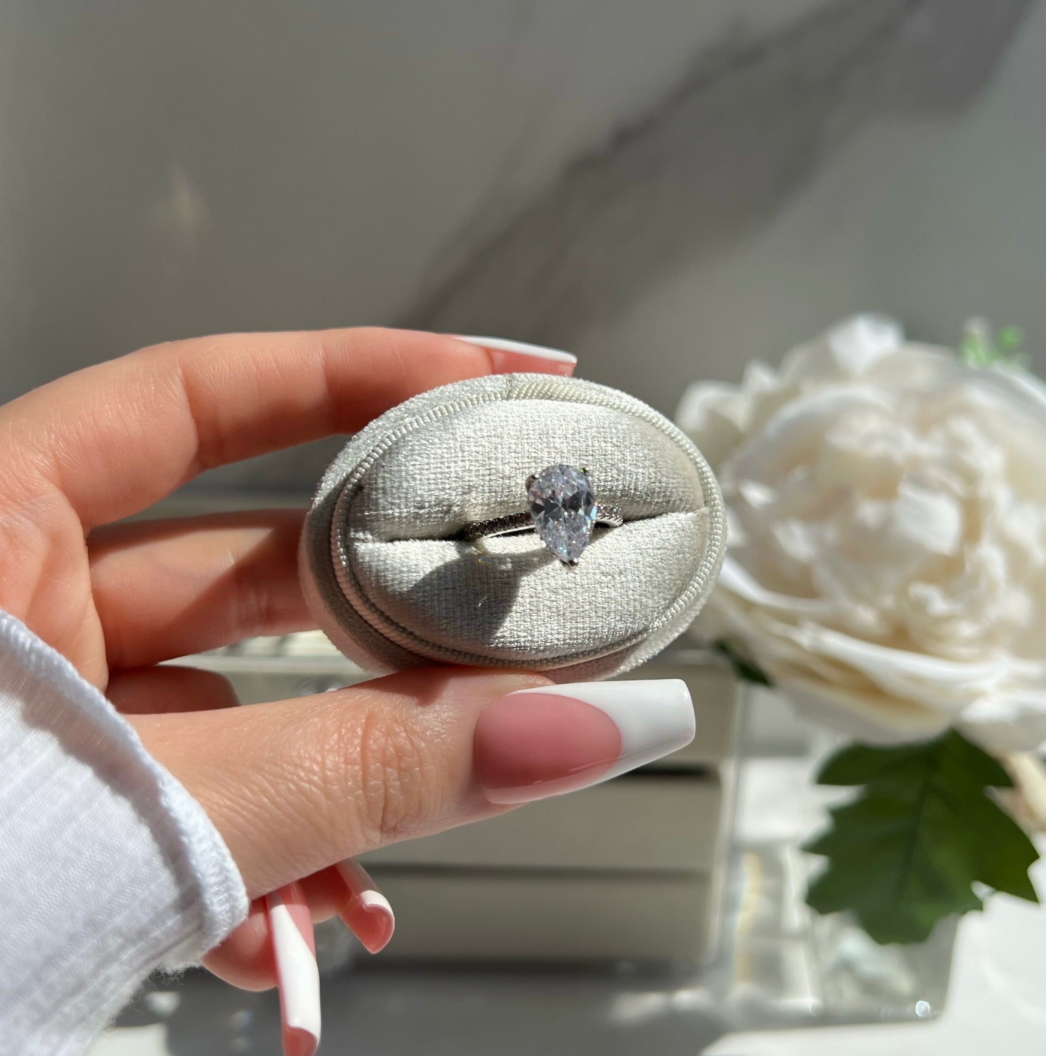 Serรฉna Pear Cut Sterling Silver Ring- Silver (Pre-Order)