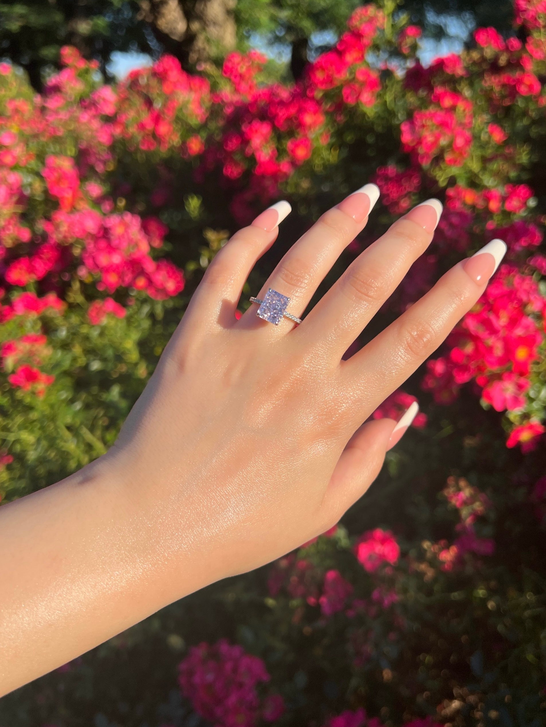 Cecilia Radiant Cut Sterling Silver Ring- Lavender (Pre-Order)