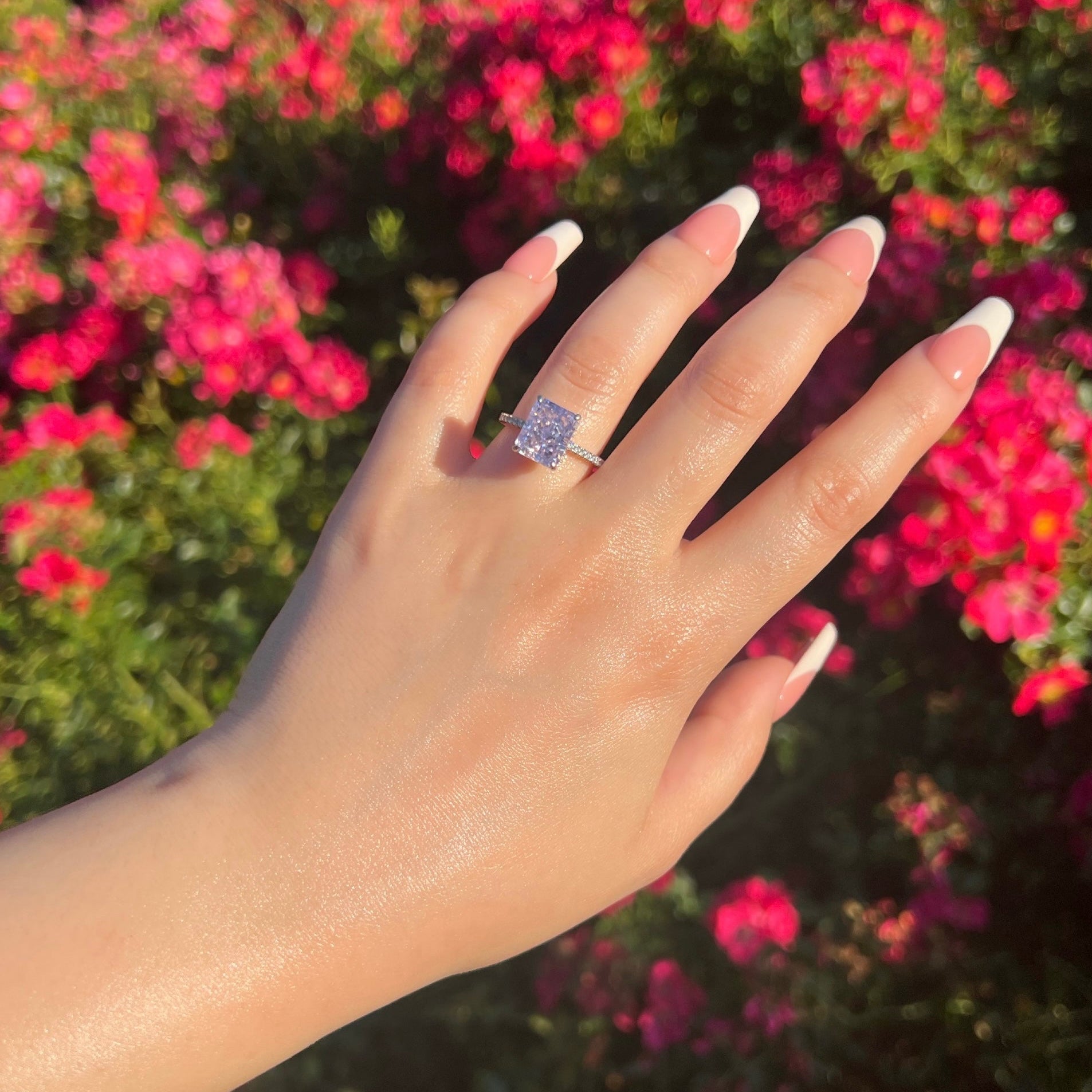 Cecilia Radiant Cut Sterling Silver Ring- Lavender (Pre-Order)