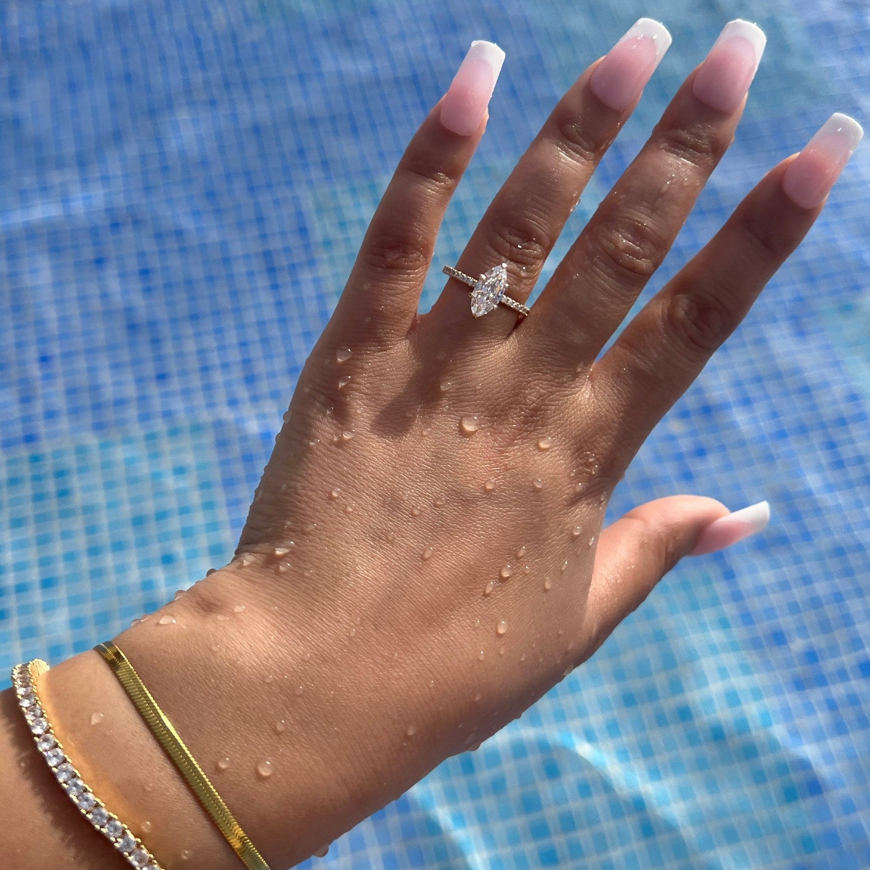 Farah Marquise Cut Sterling Silver Ring- Gold (Pre-Order)