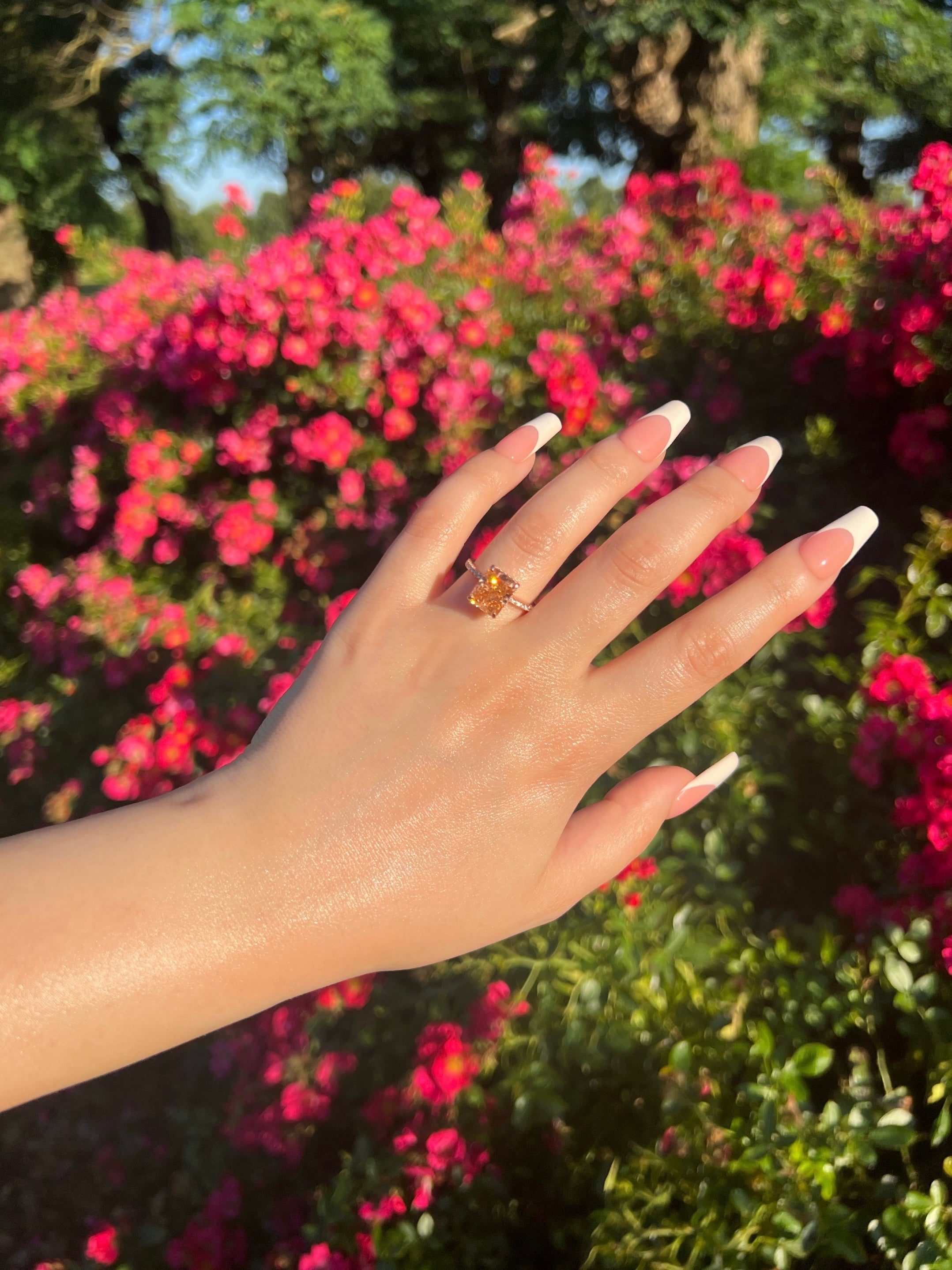 Cecilia Radiant Cut Sterling Silver Ring- Rose Gold