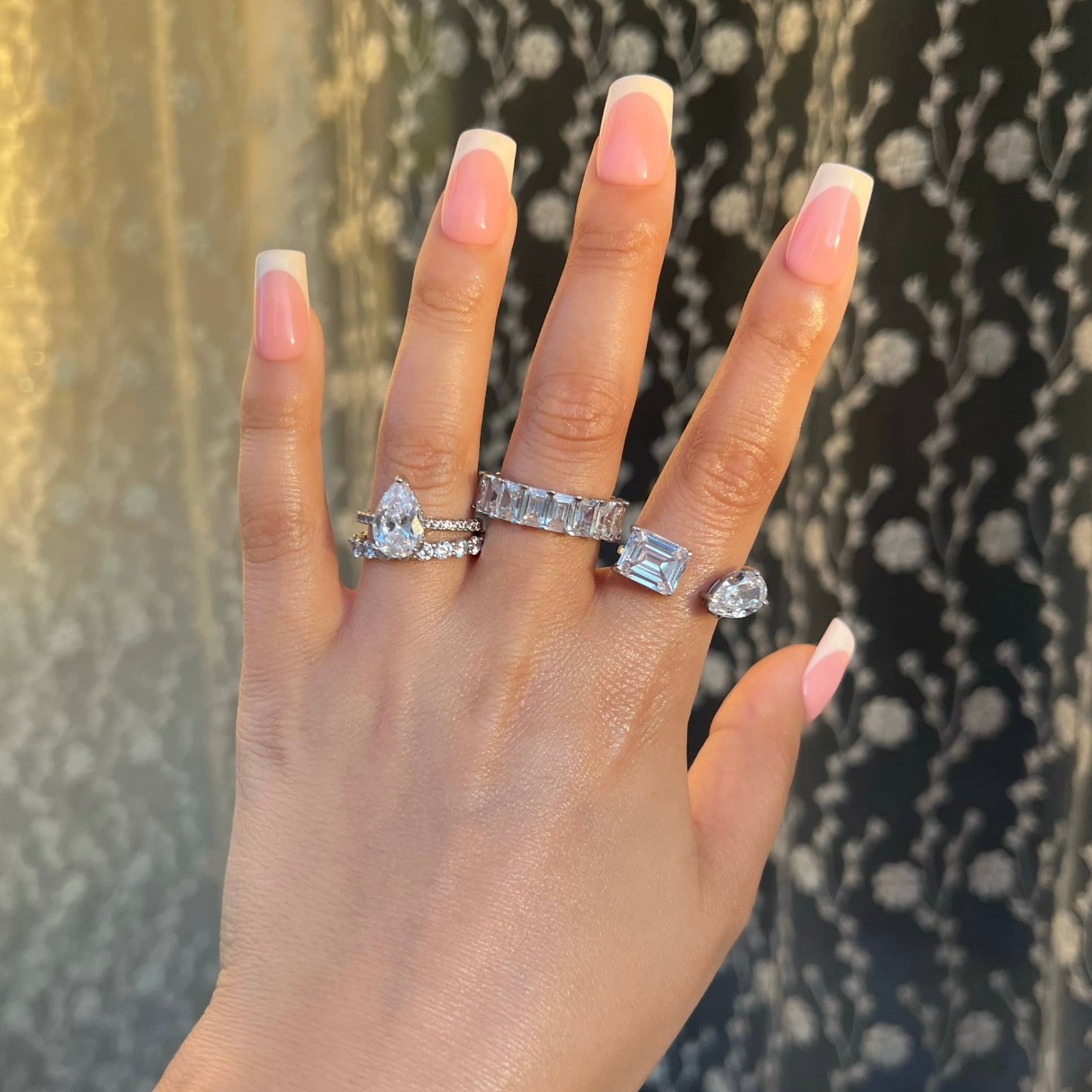 Raya Emerald Cut Eternity Band Sterling Silver Ring- Silver