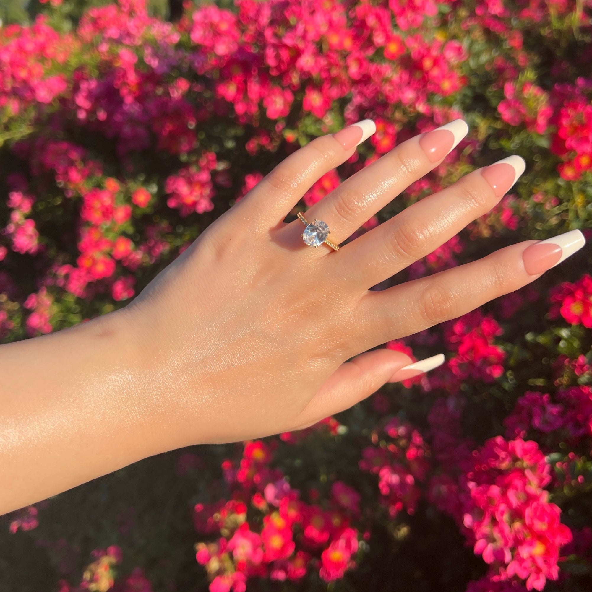 Anastasia Oval Cut Sterling Silver Ring- Gold