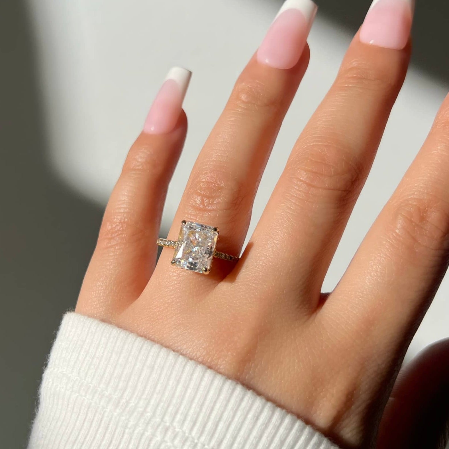 Cecilia Radiant Cut Sterling Silver Ring- Gold