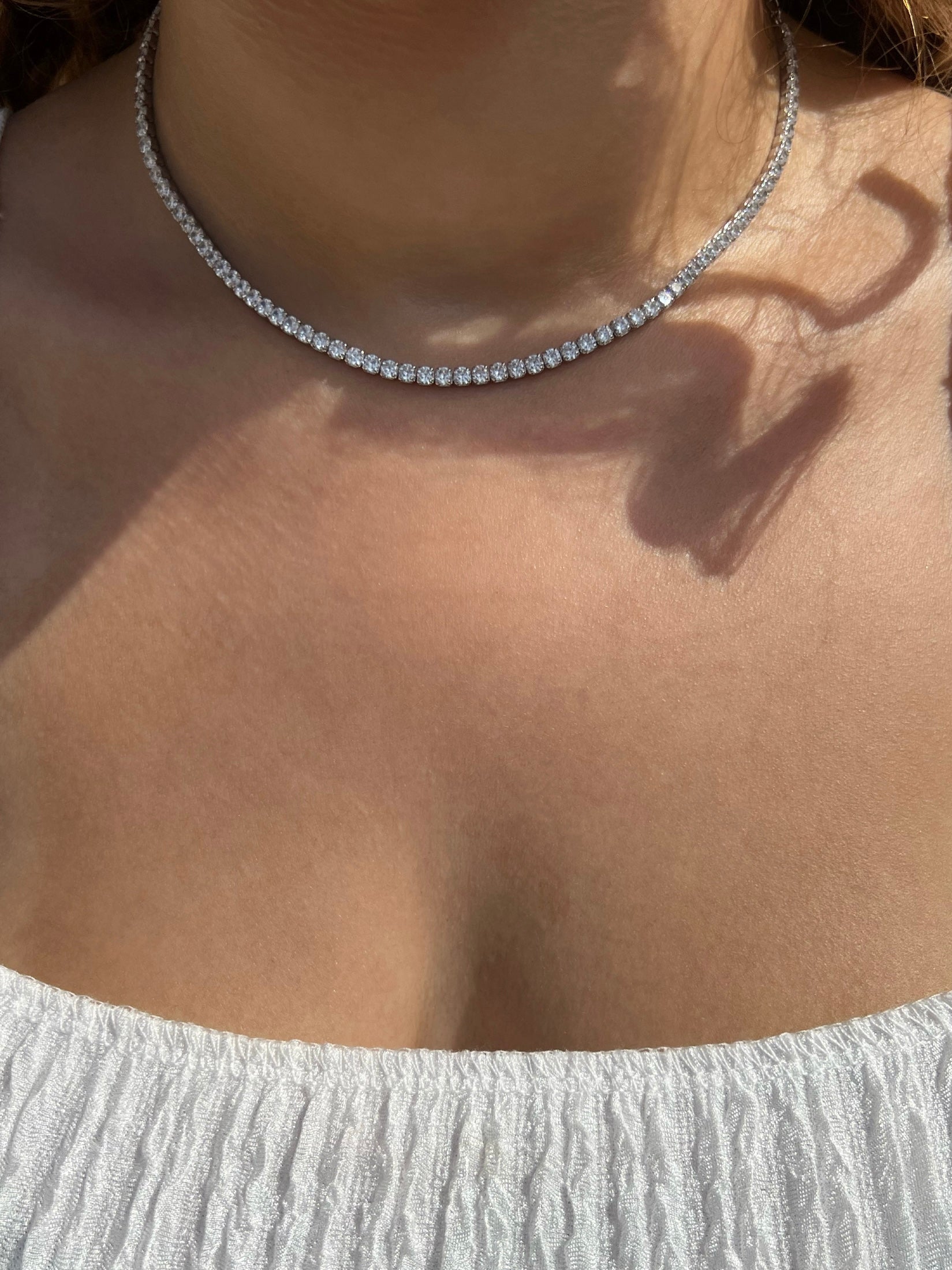 Dilara Sterling Silver Tennis Necklace- 3mm