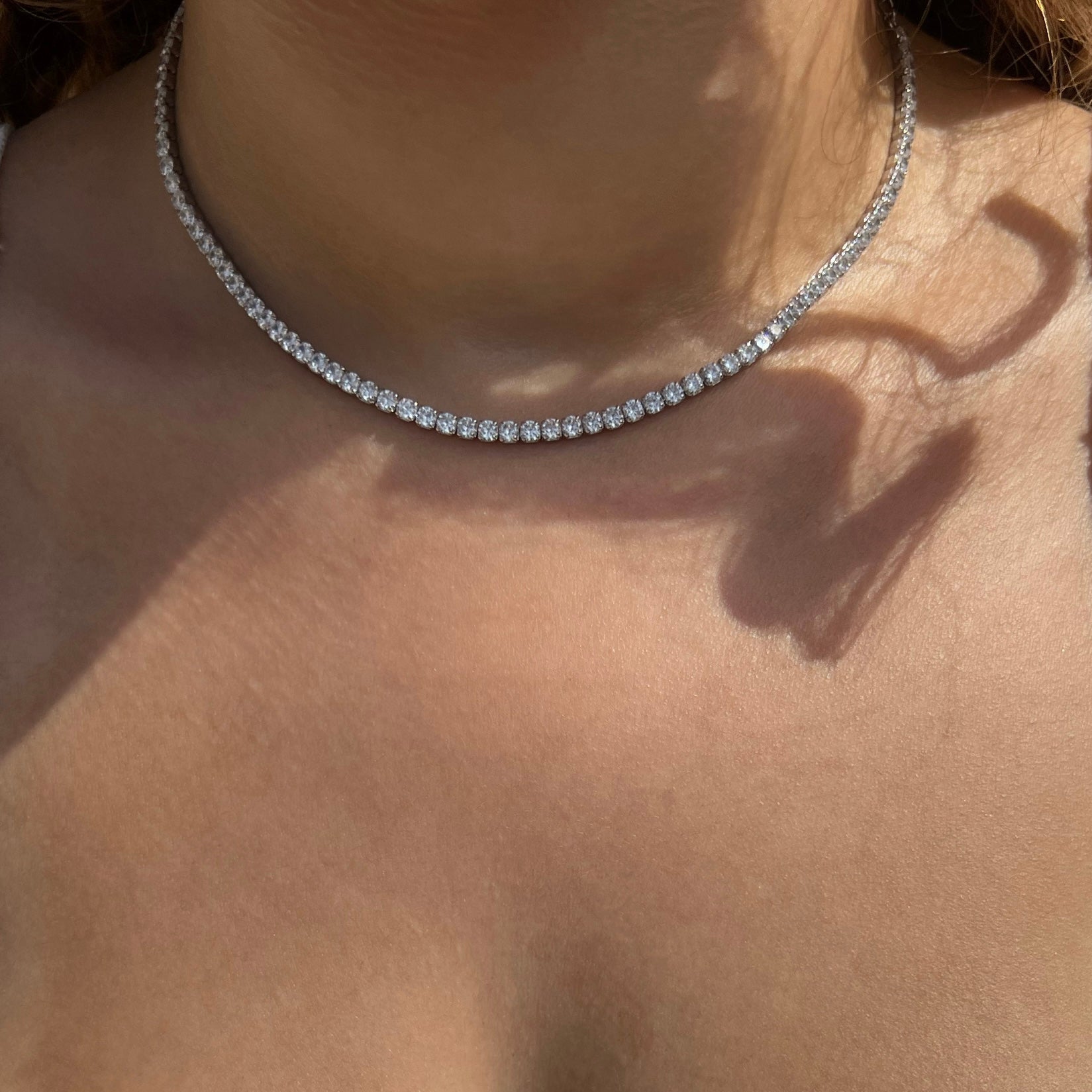 Dilara Sterling Silver Tennis Necklace- 3mm