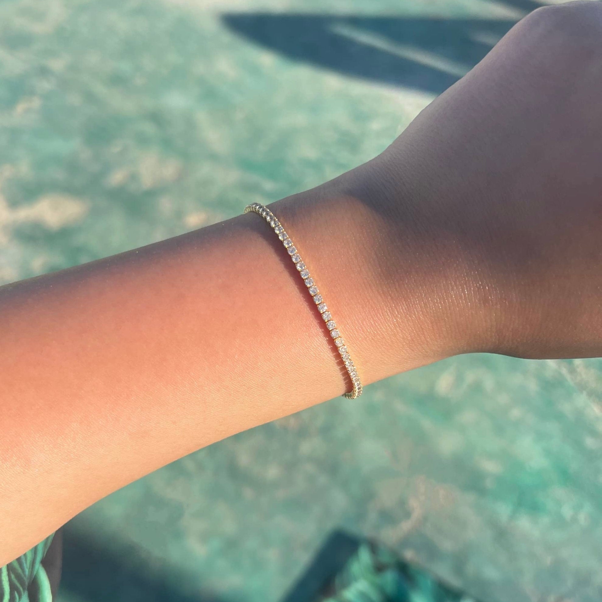 Ira 2mm Sterling Silver Tennis Bracelet- Gold