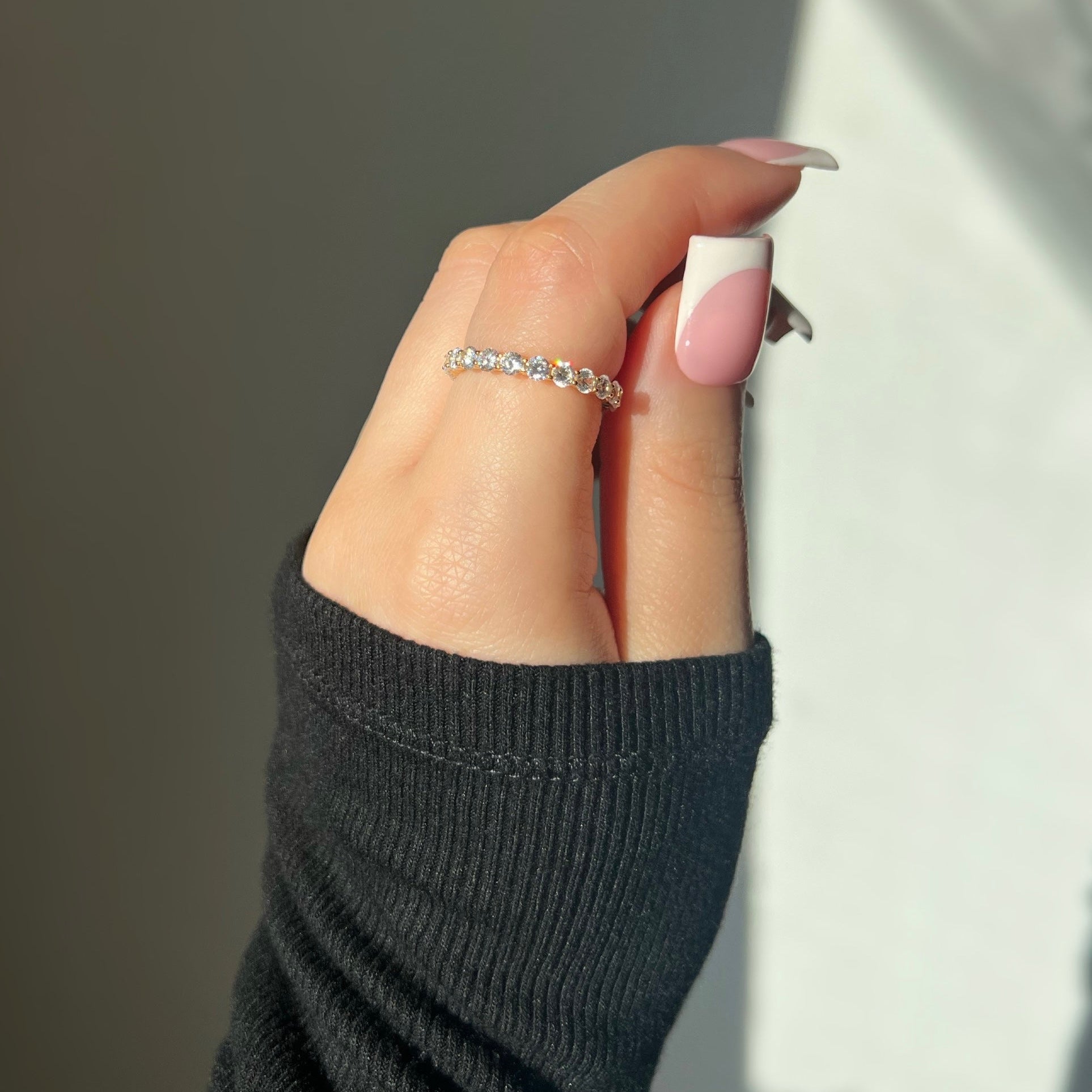 Eva Round Cut Eternity Band Sterling Silver Ring- Gold