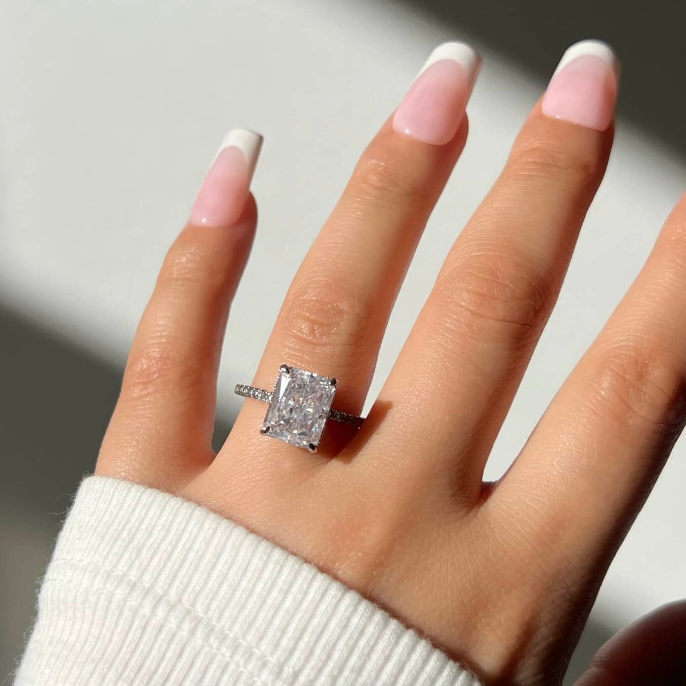 Cecilia Radiant Cut Sterling Silver Ring- Silver