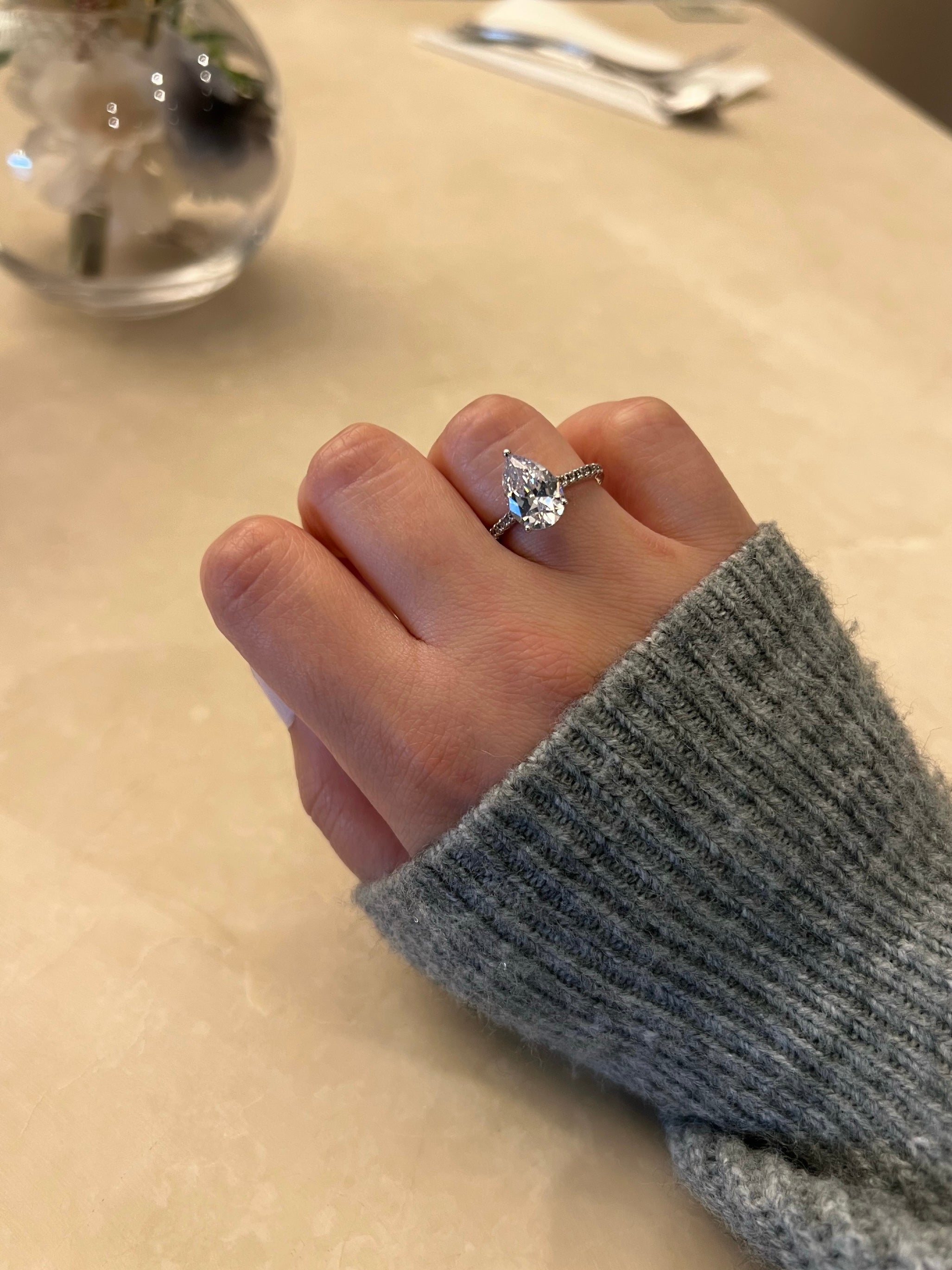 Seréna Pear Cut Sterling Silver Ring- Silver (Pre-Order)