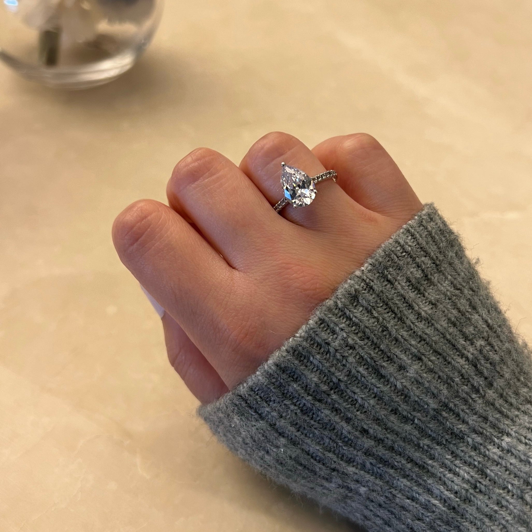 Serรฉna Pear Cut Sterling Silver Ring- Silver (Pre-Order)