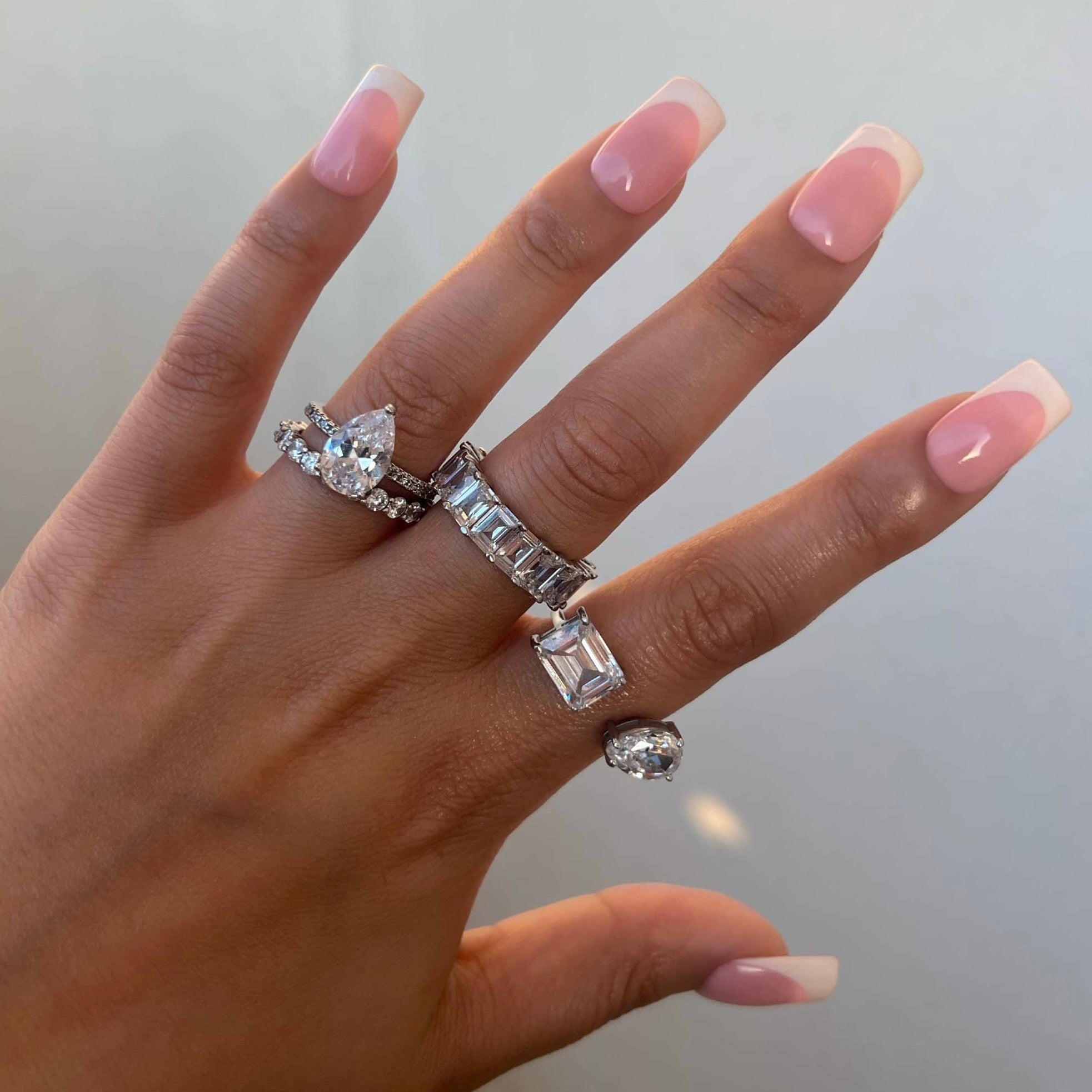 Kylie Resizable Two Stone Sterling Silver Ring