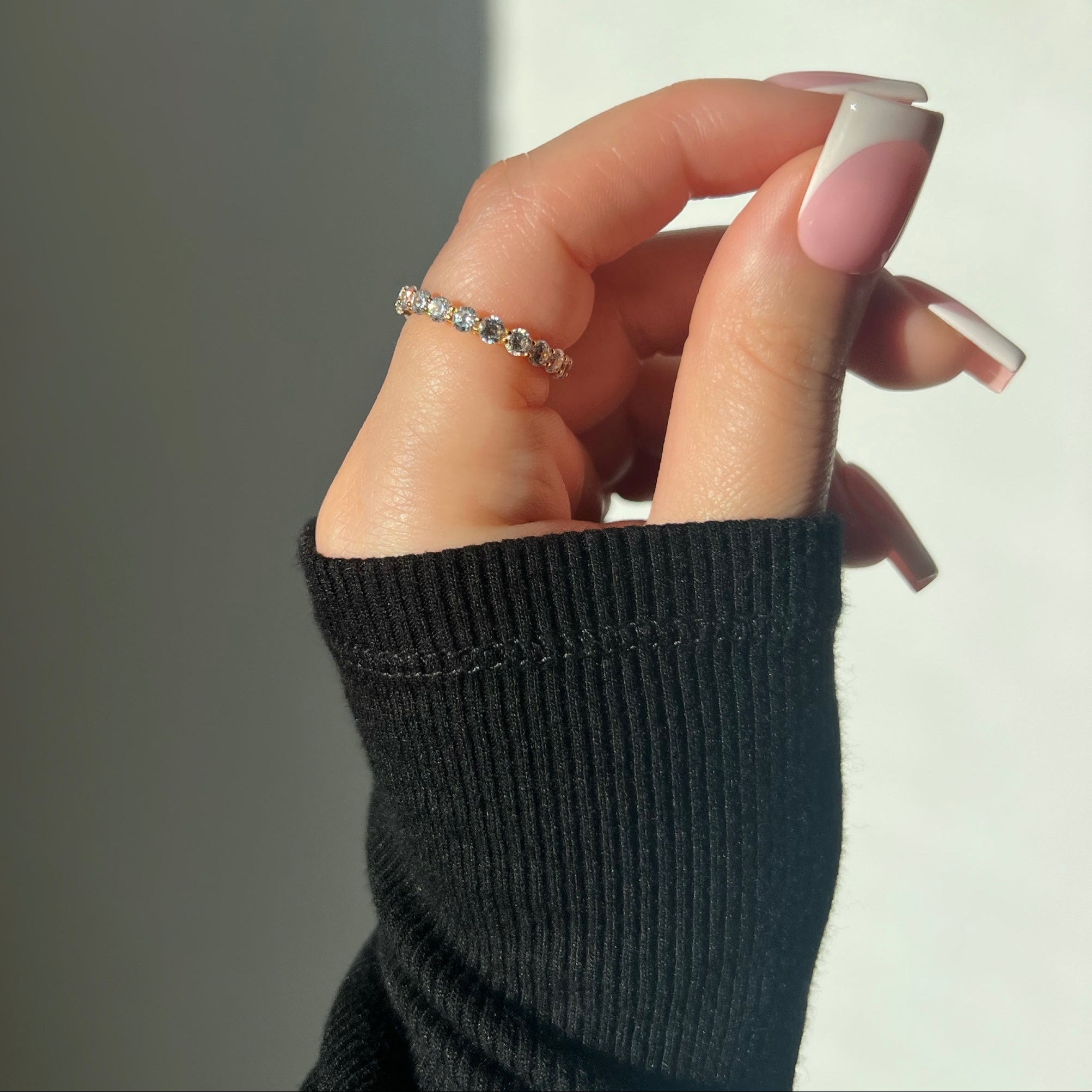 Eva Round Cut Eternity Band Sterling Silver Ring- Gold