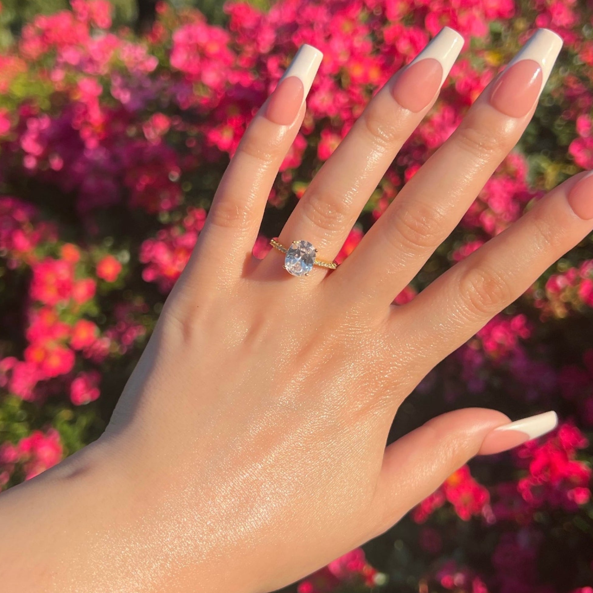 Anastasia Oval Cut Sterling Silver Ring- Gold