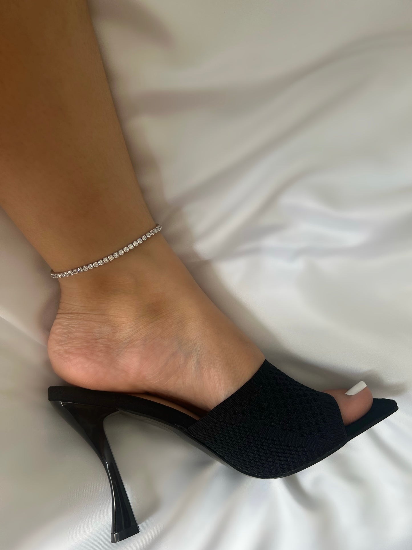 Yara Sterling Silver Icy Tennis Anklet- Silver