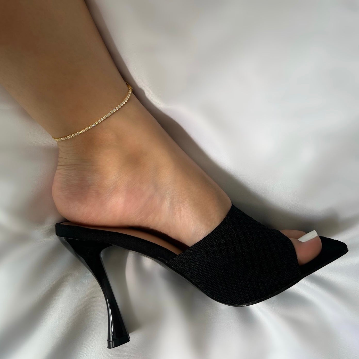 Yara Sterling Silver Icy Tennis Anklet- Gold