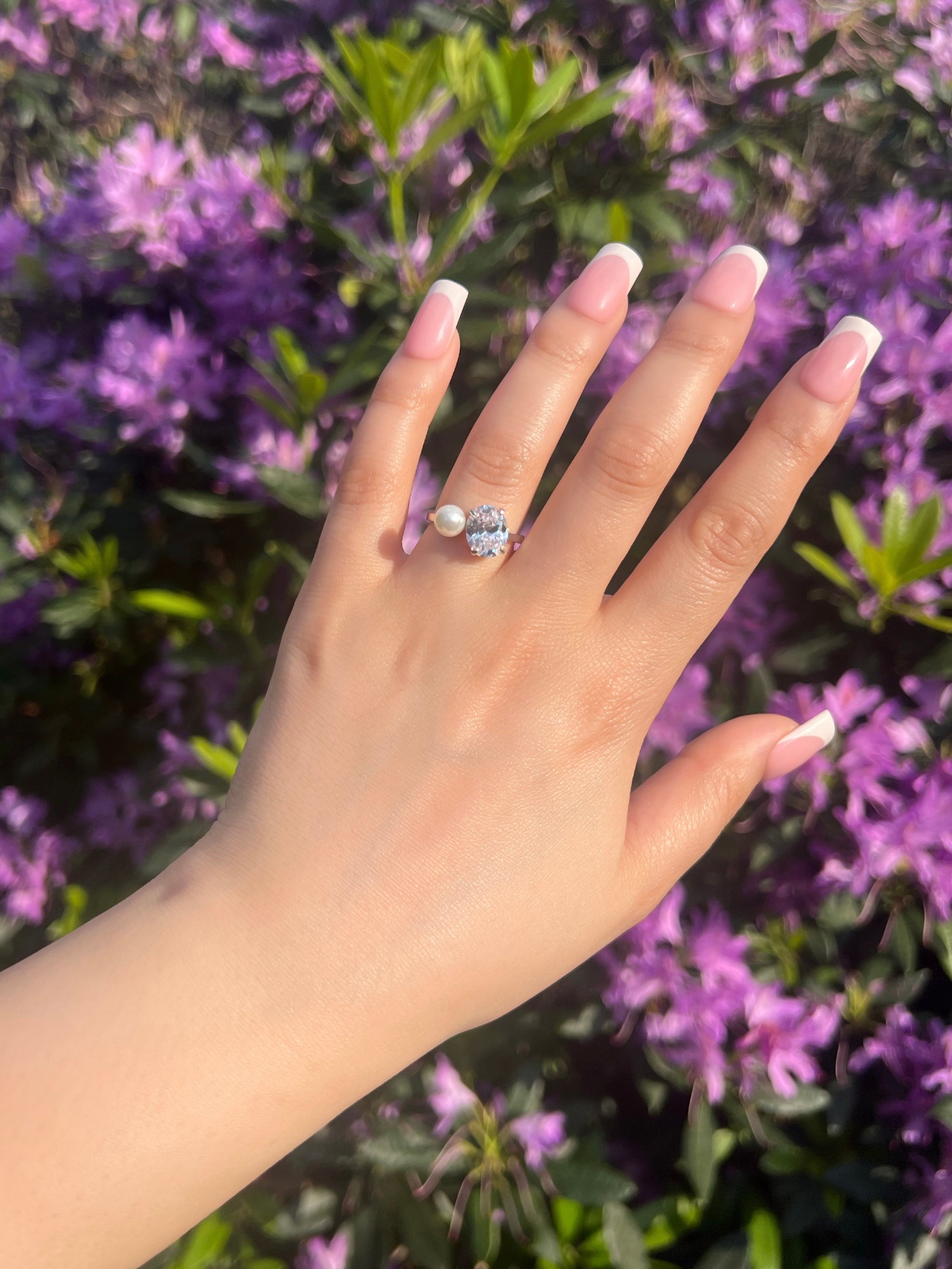 Doux Pearl Toi Et Moi Sterling Silver Ring