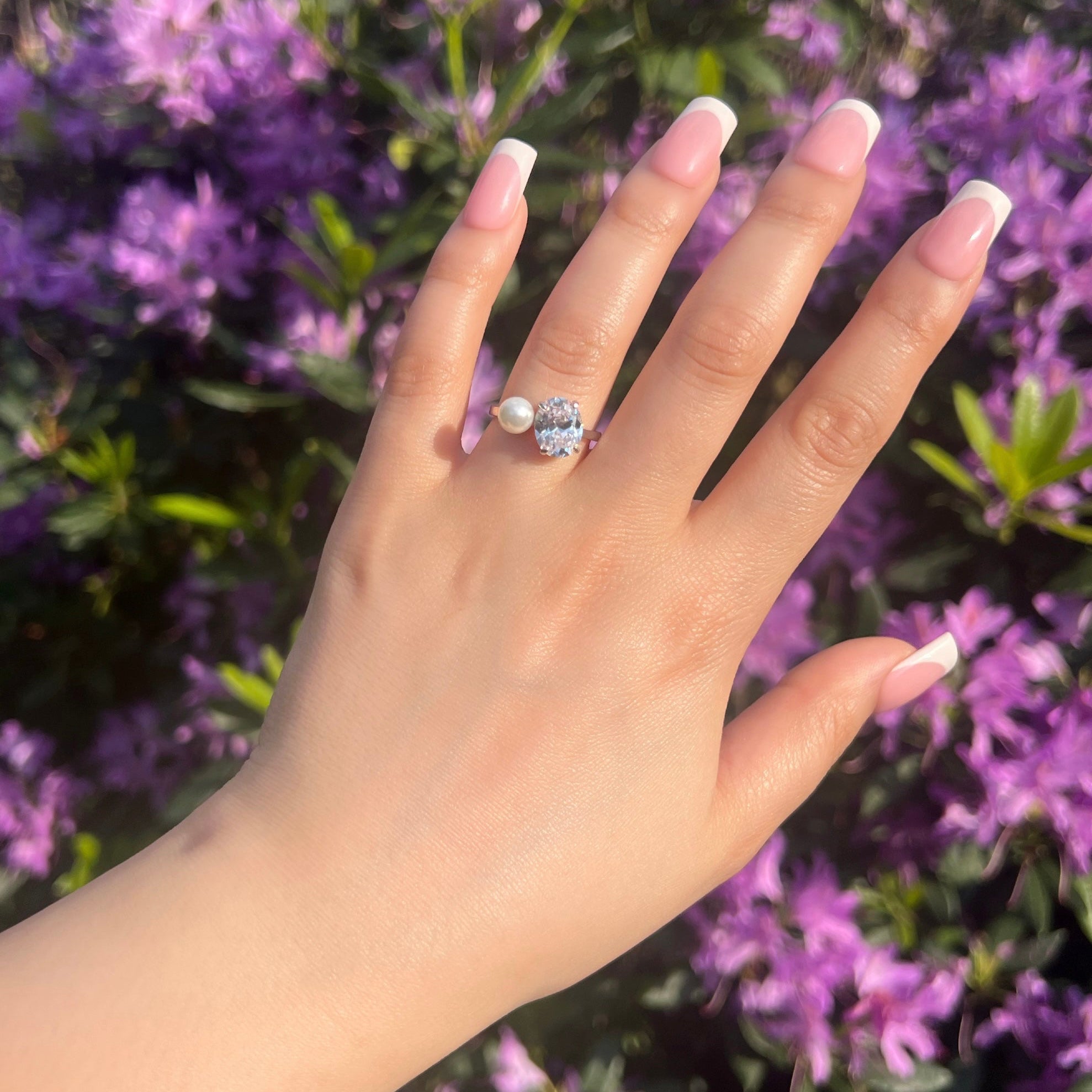 Doux Pearl Toi Et Moi Sterling Silver Ring