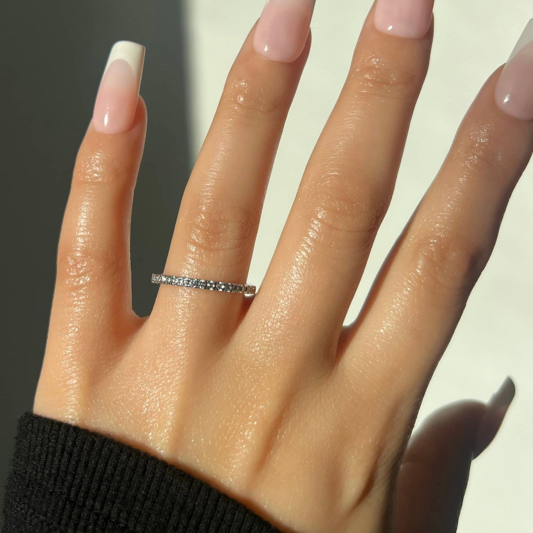 Eternity Pave Band Sterling Silver Ring