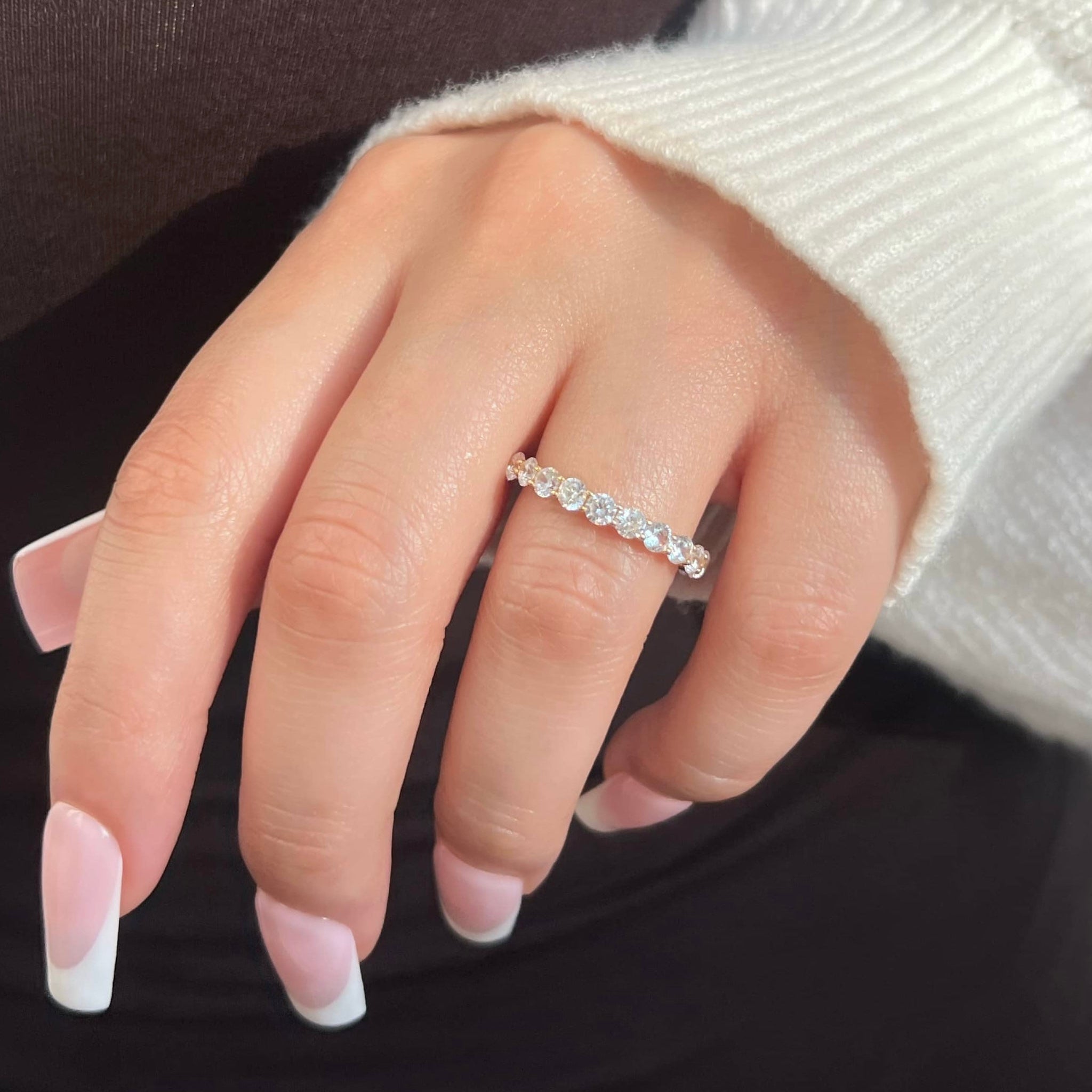 Eva Round Cut Eternity Band Sterling Silver Ring- Gold