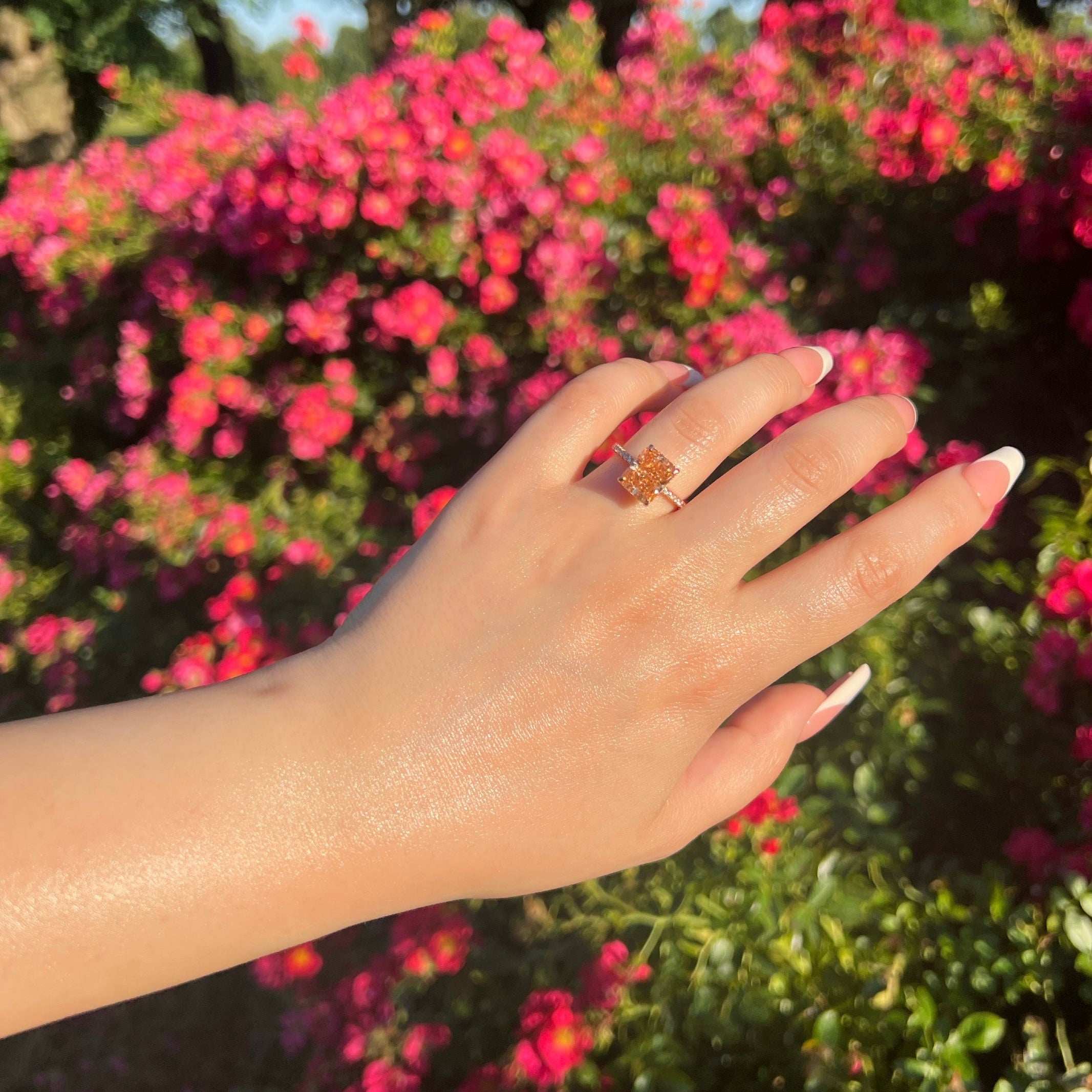 Cecilia Radiant Cut Sterling Silver Ring- Rose Gold