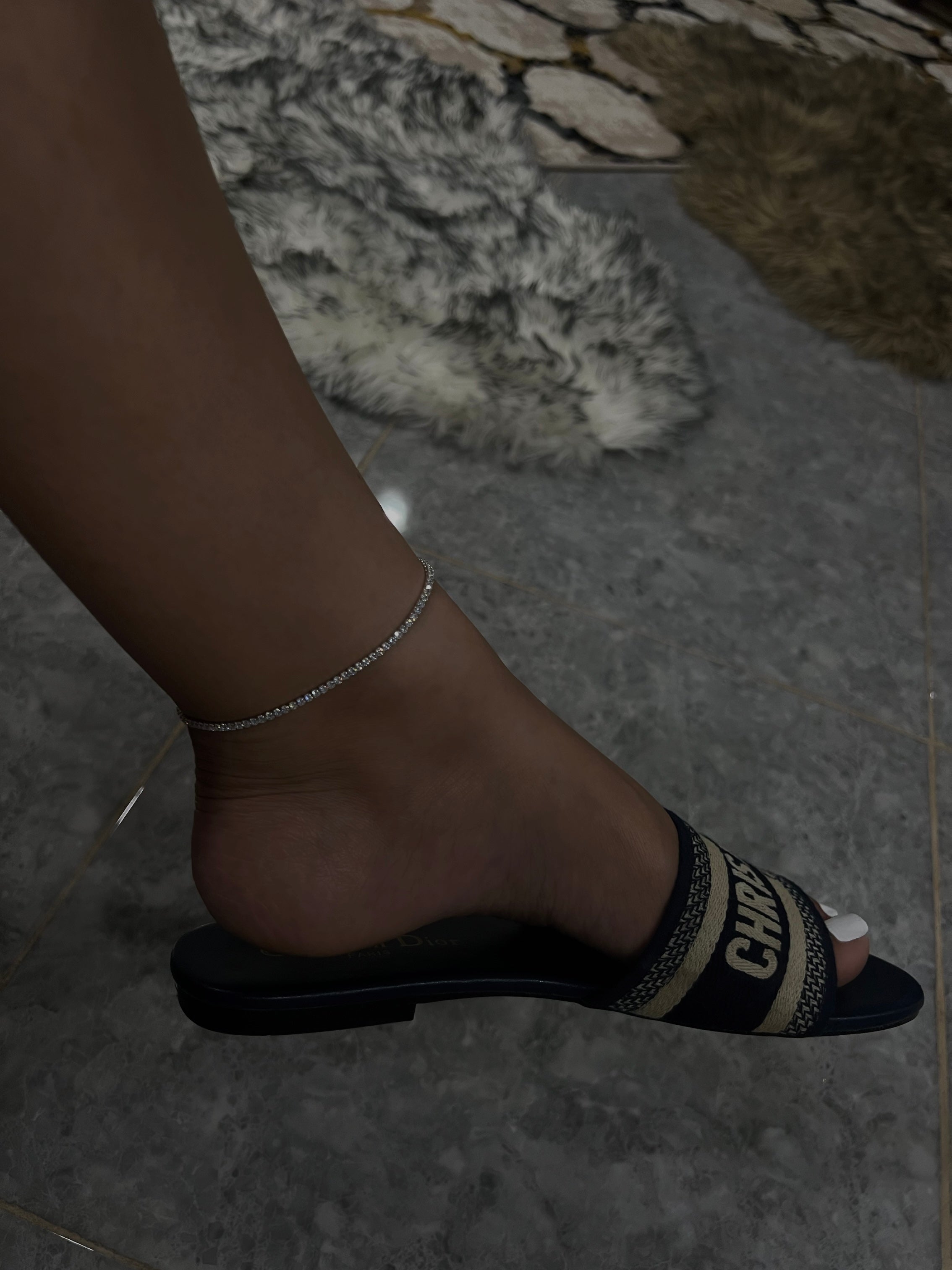 Yara Sterling Silver Icy Tennis Anklet- Silver