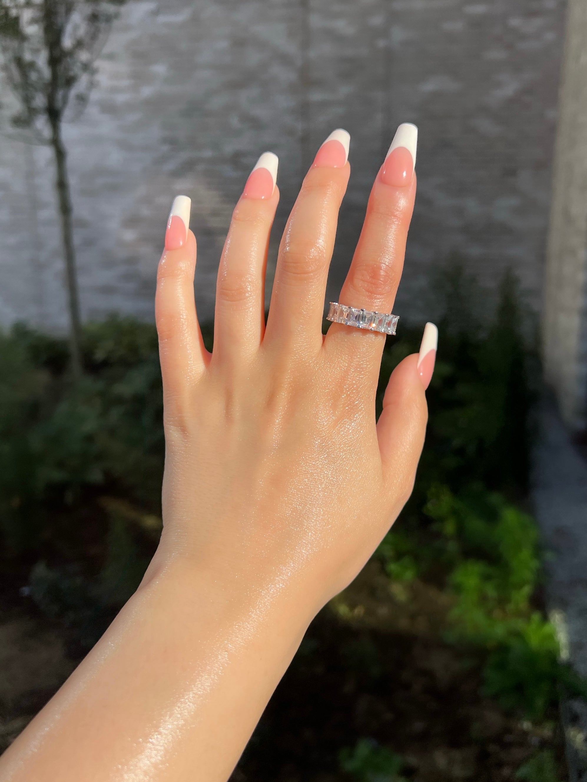 Raya Emerald Cut Eternity Band Sterling Silver Ring- Silver