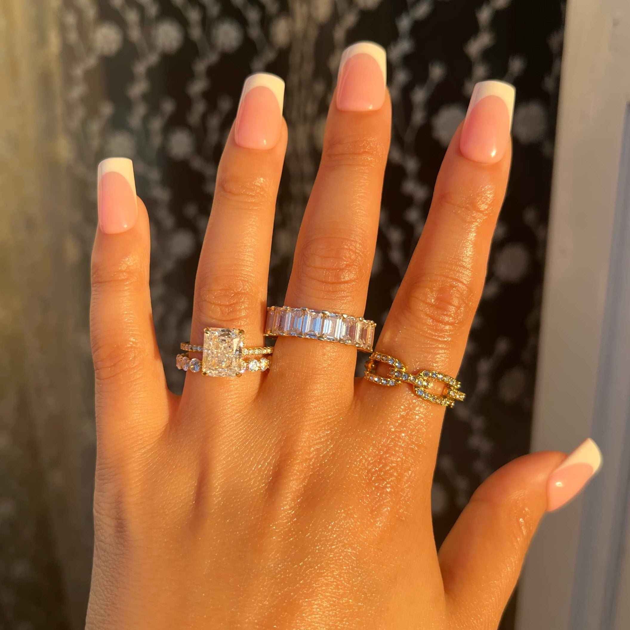 Eva Round Cut Eternity Band Sterling Silver Ring- Gold