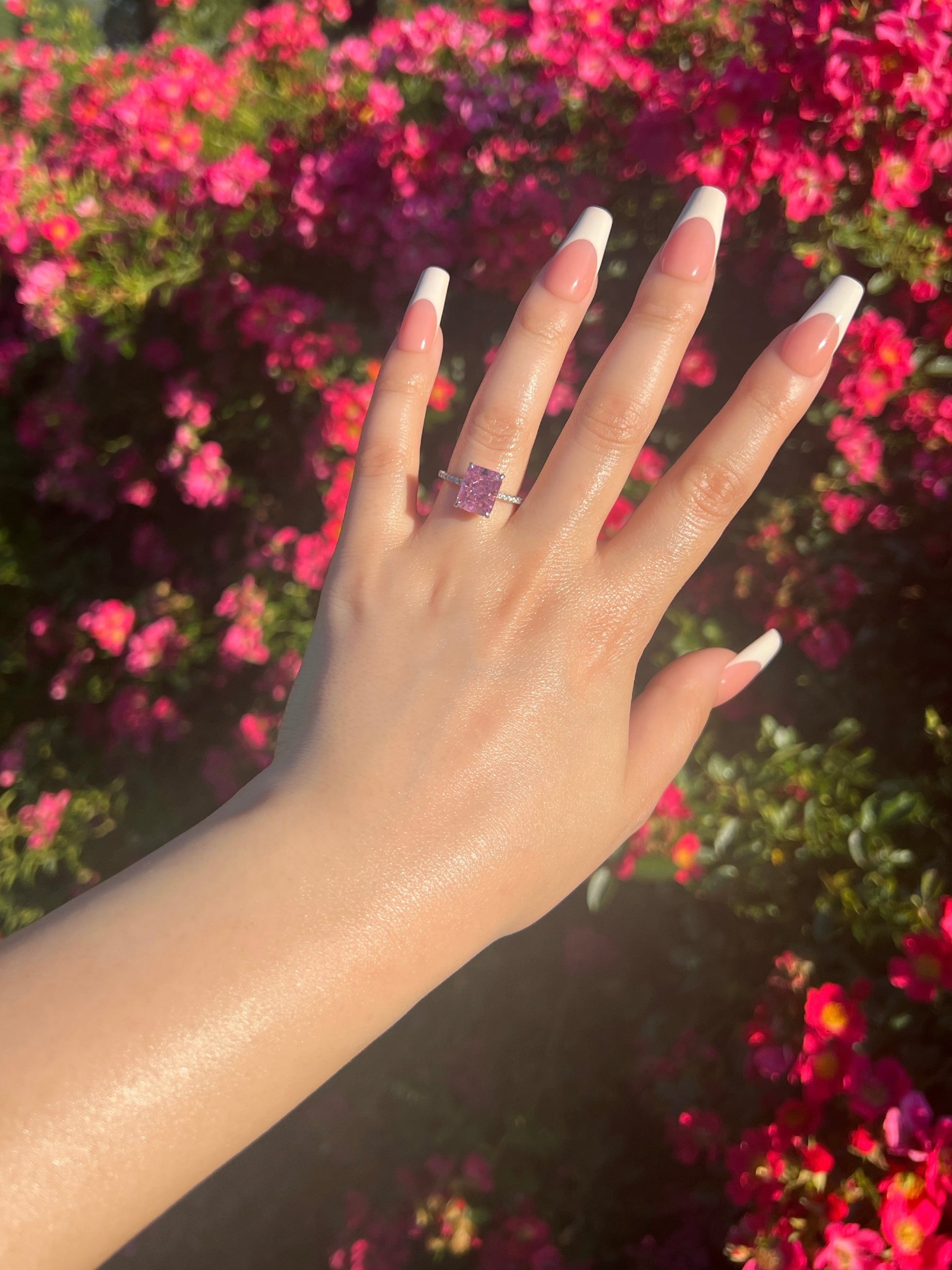 Cecilia Radiant Cut Sterling Silver Ring- Mulberry