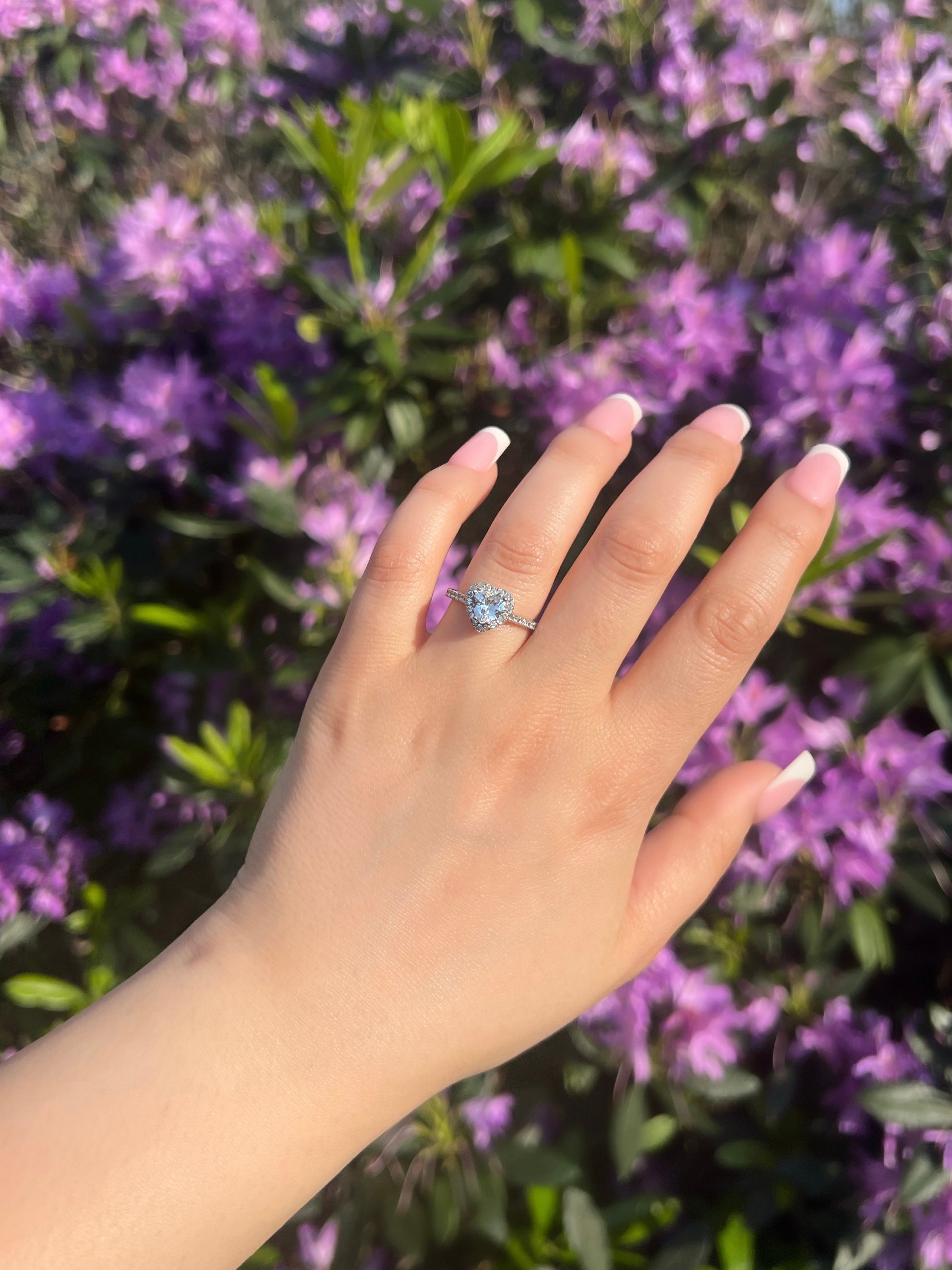 Elina Heart Sterling Silver Halo Ring- Silver