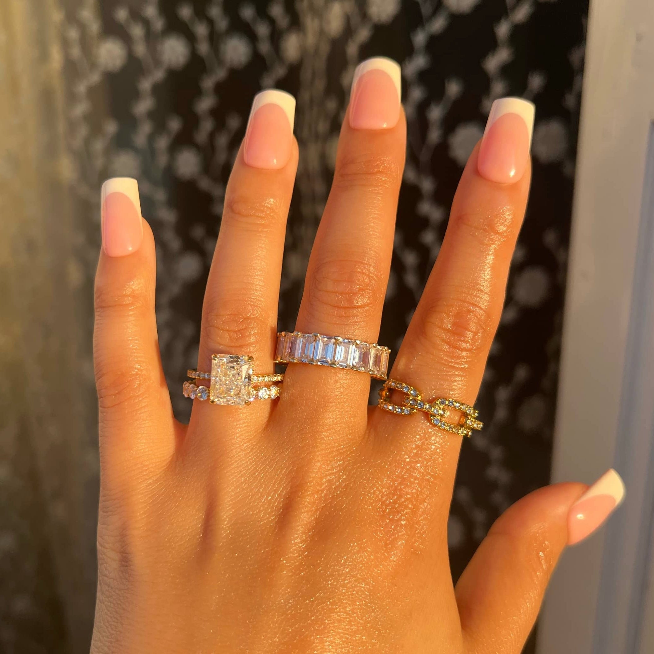 Cecilia Radiant Cut Sterling Silver Ring- Gold