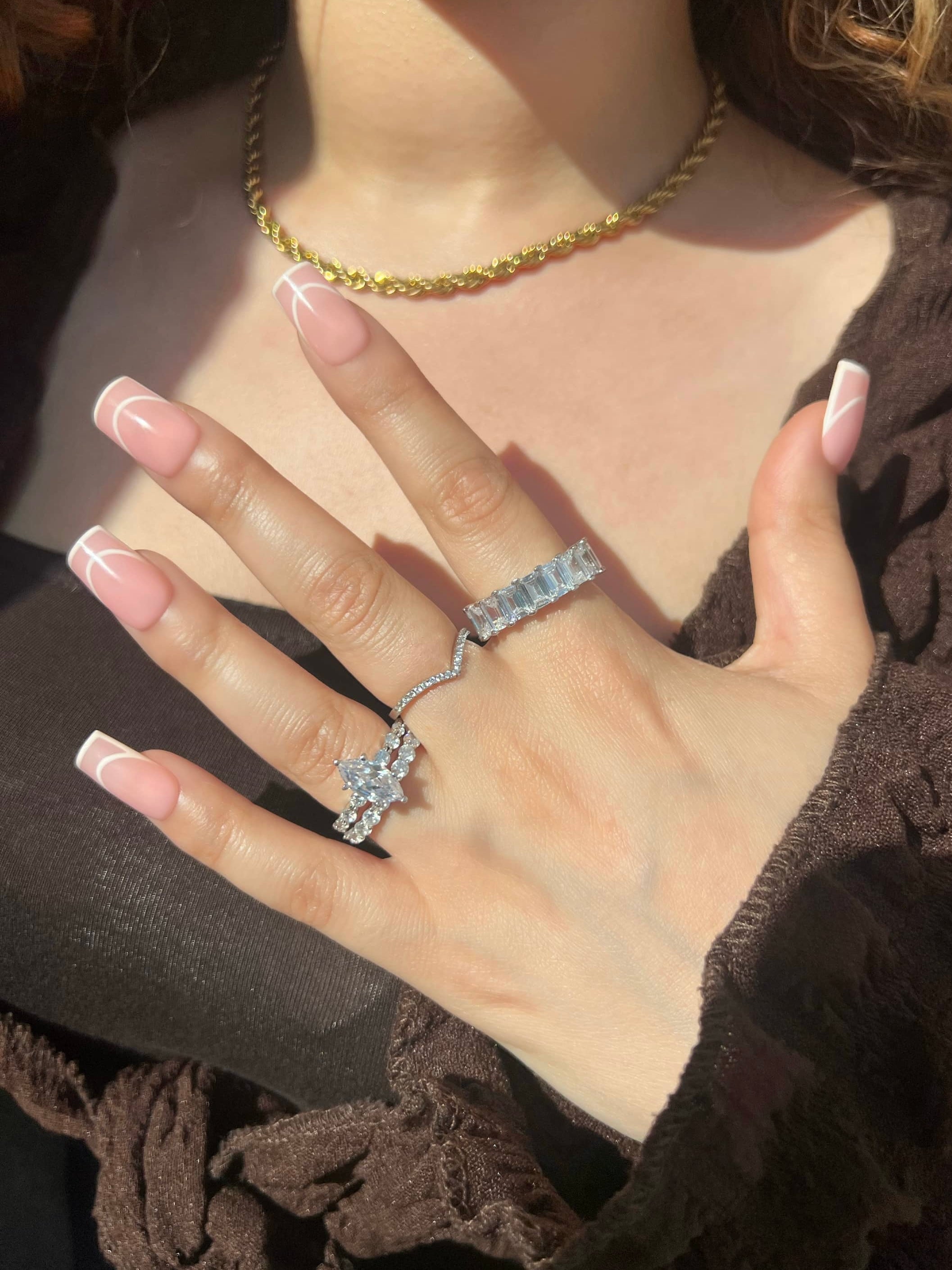 Raya Emerald Cut Eternity Band Sterling Silver Ring- Silver