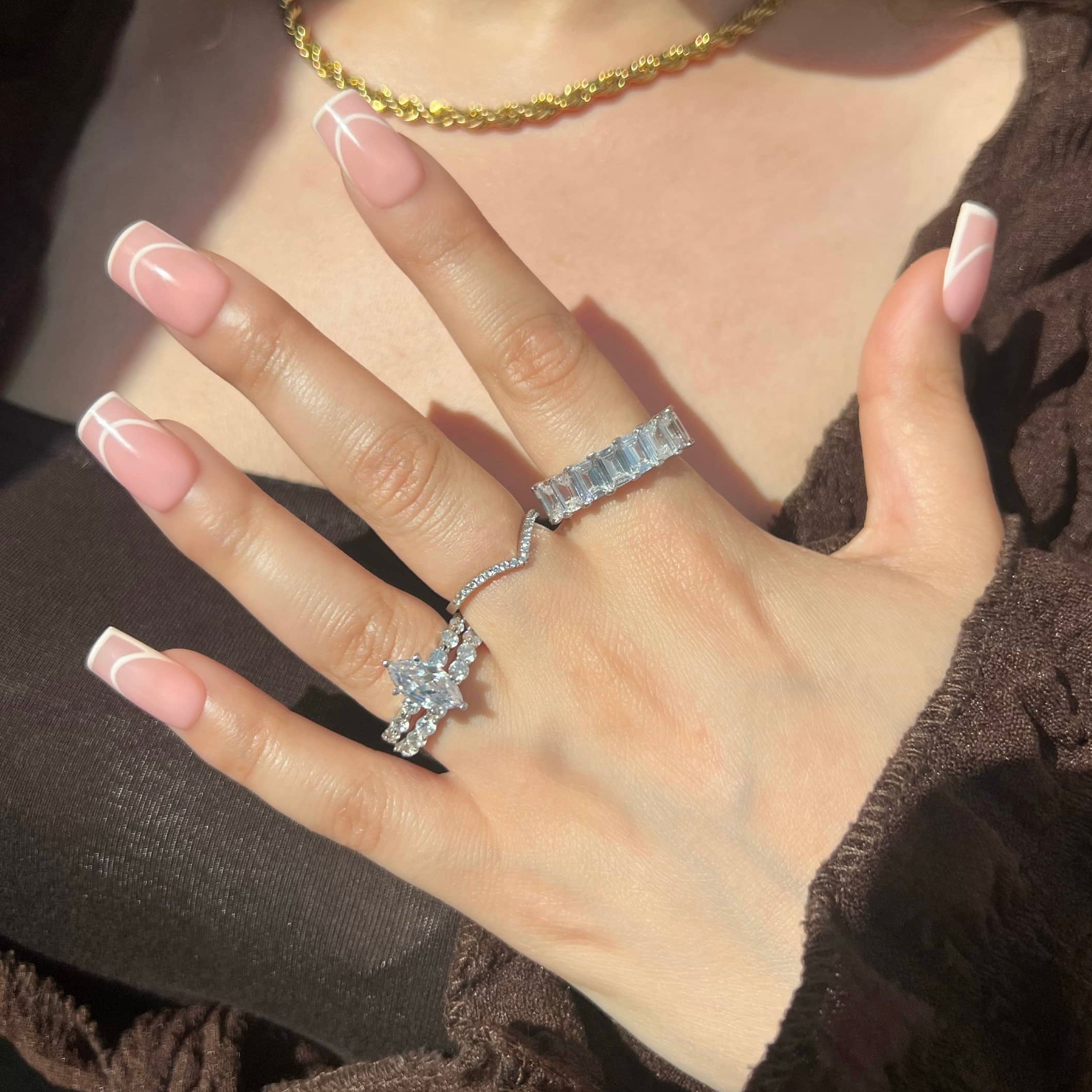 Raya Emerald Cut Eternity Band Sterling Silver Ring- Silver