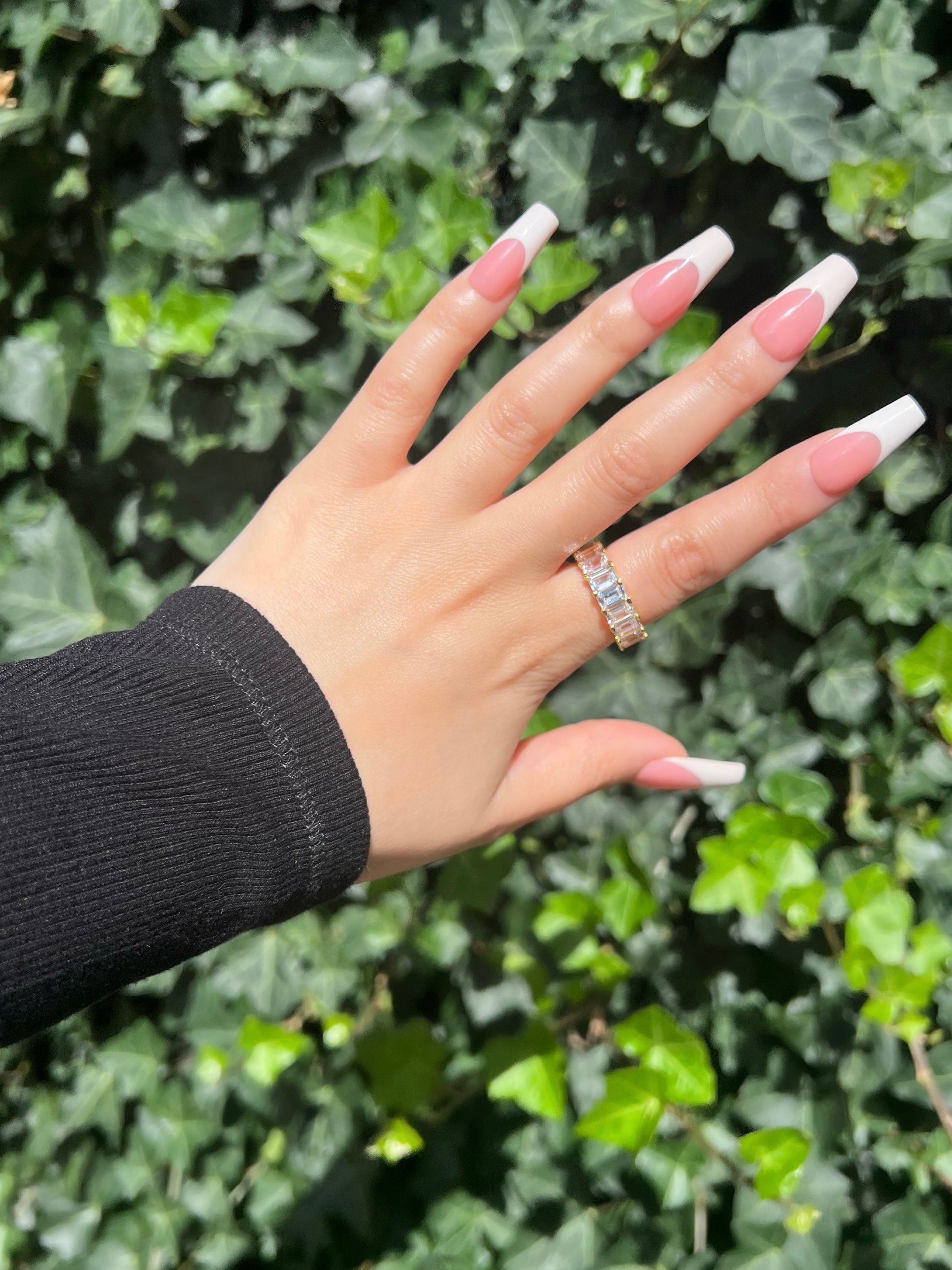 Raya Emerald Cut Eternity Band Sterling Silver Ring- Gold