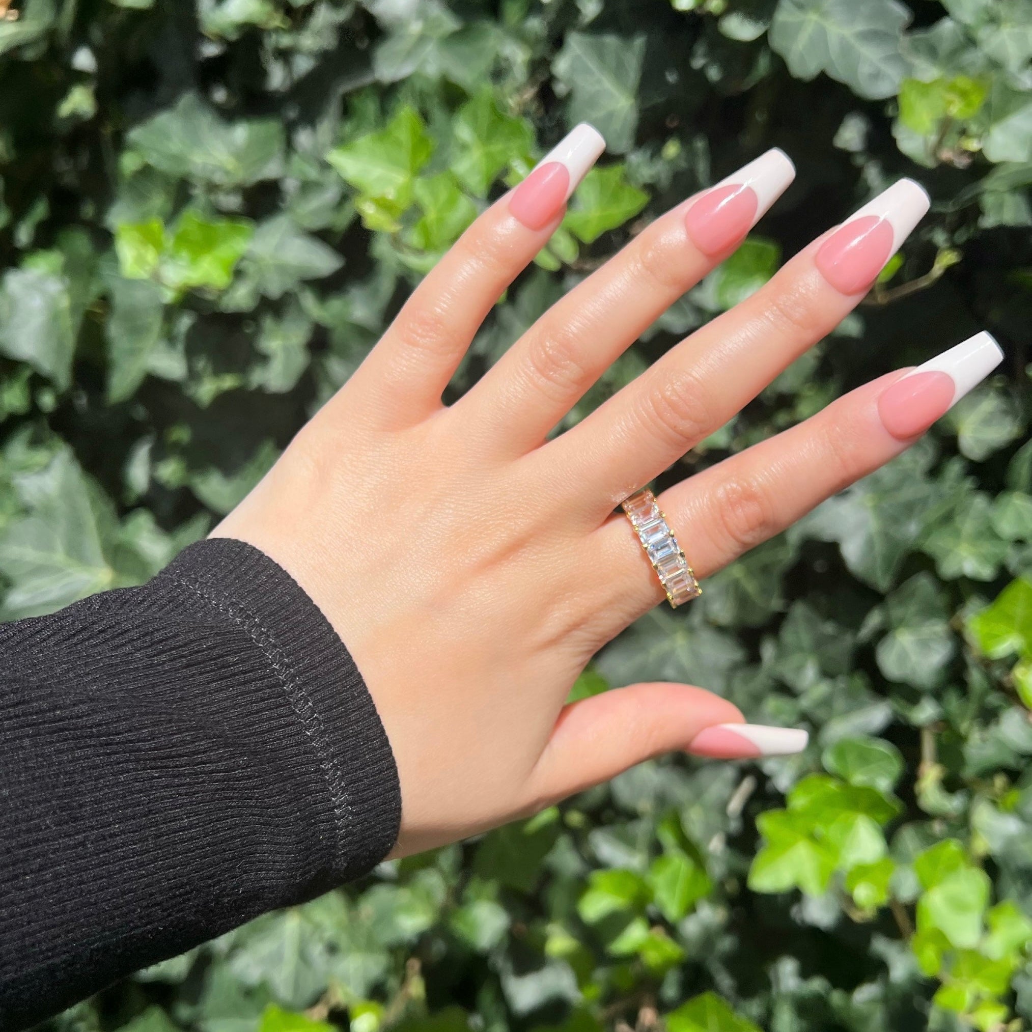 Raya Emerald Cut Eternity Band Sterling Silver Ring- Gold