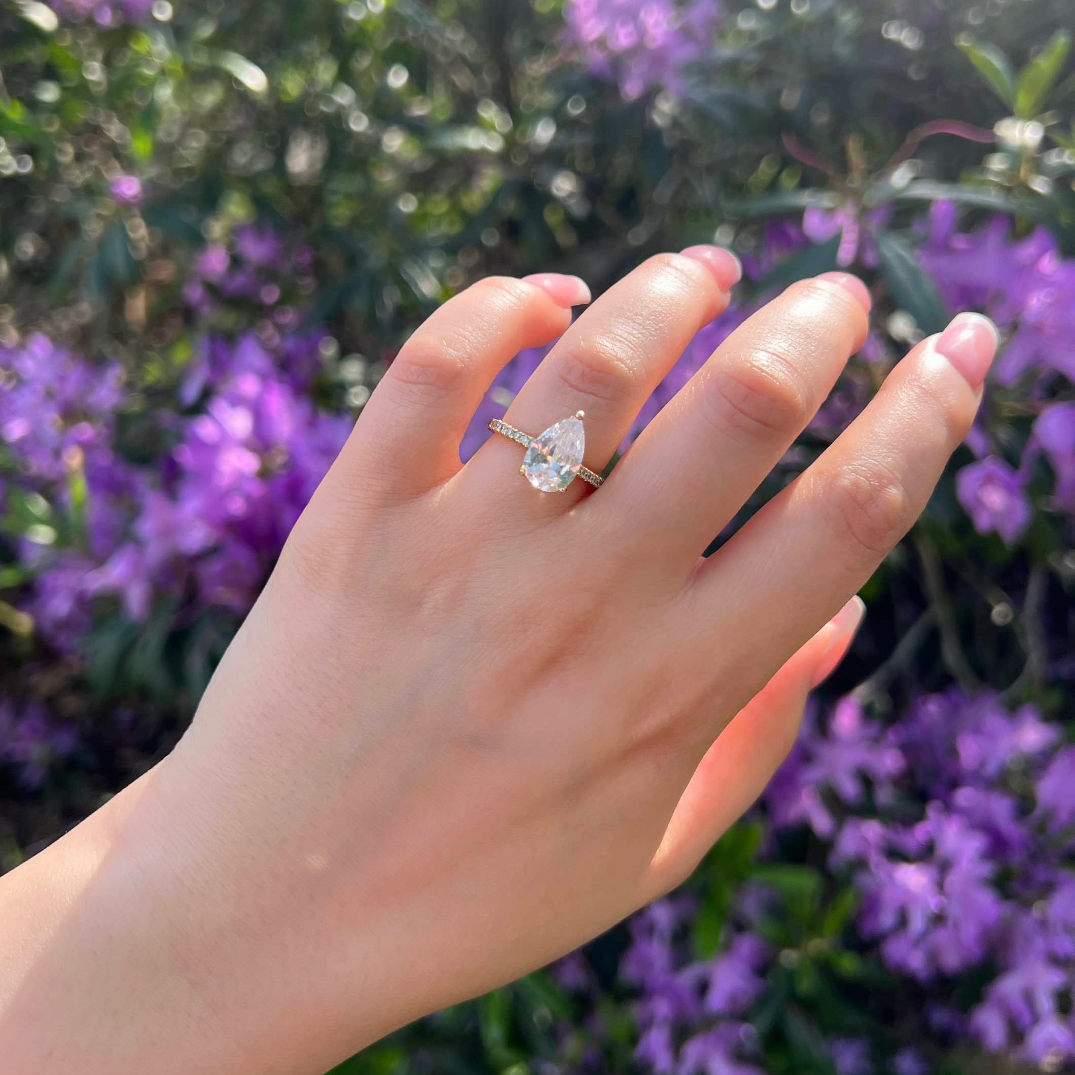 Serรฉna Pear Cut Sterling Silver Ring- Gold (Pre-Order)