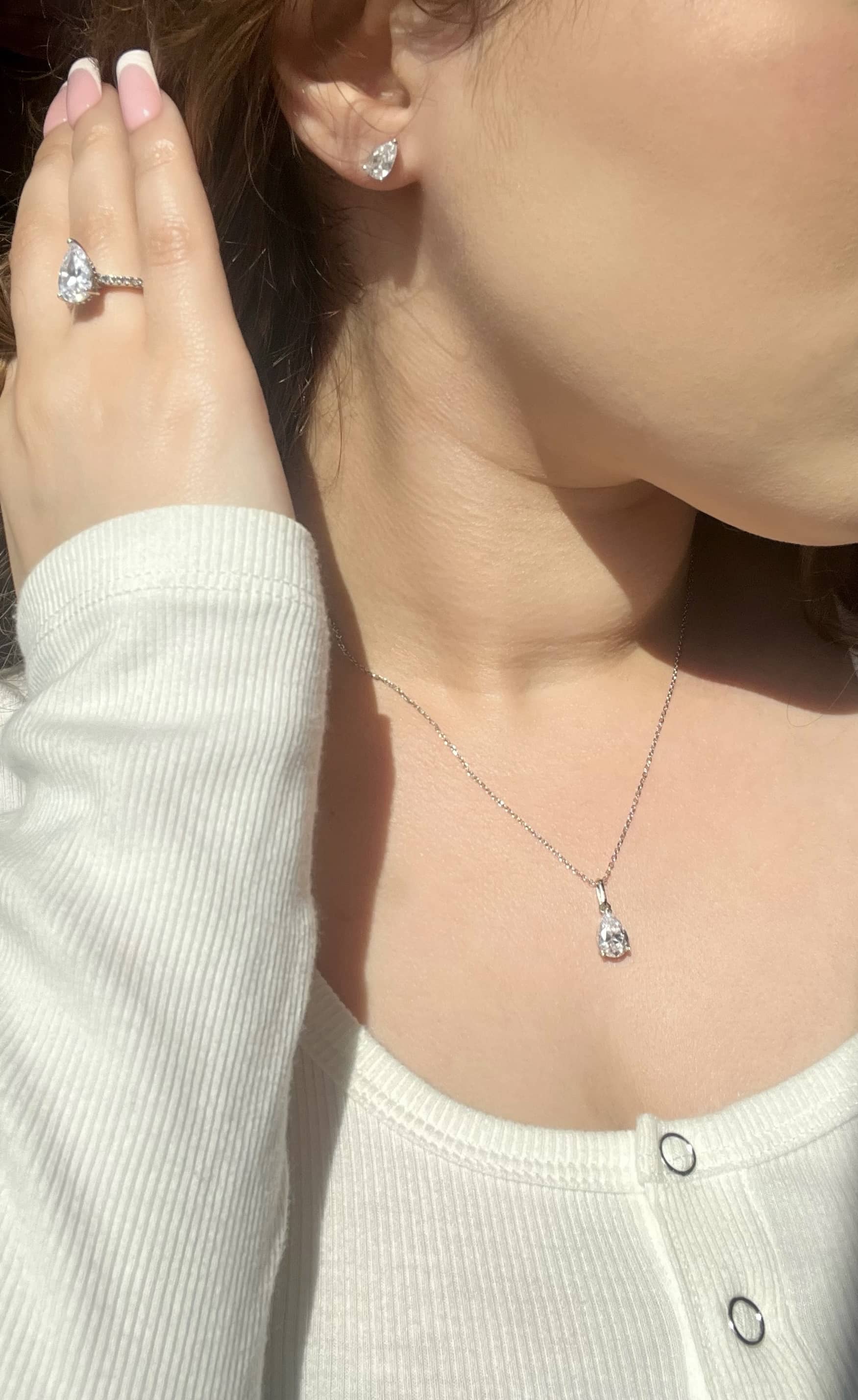 Alana Pear Cut Sterling Silver Earrings (Pre-Order)